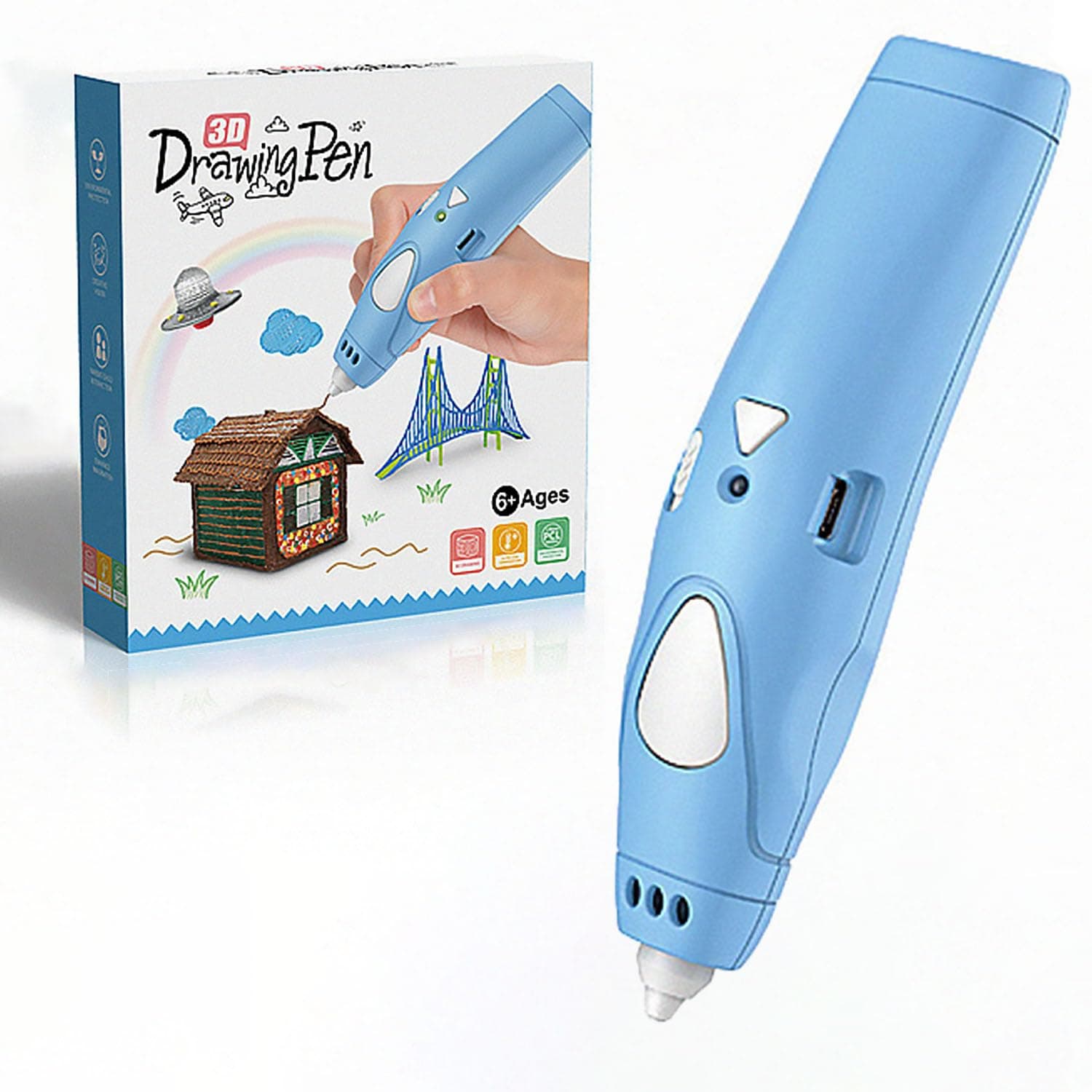3D Pen Set for Children Adults Gift, 3D Printer Pen with 3 Colours 1.75 mm PLA Filament, 3D Drawing Pens Arts Crafts DIY, Learn from Home Art Activity Set, Educational STEM Toy for Boys Girls Ages 6+