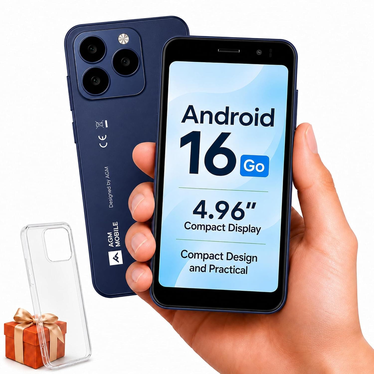 AGM Note N2 4G Smartphone Android 16 Go,Mini Smartphone 4.96",WhatsApp | 3GB RAM + 32GB ROM｜3000mAh Battery｜Dual SIM｜IP54｜Basic smartphones suitable for Kids & Teens