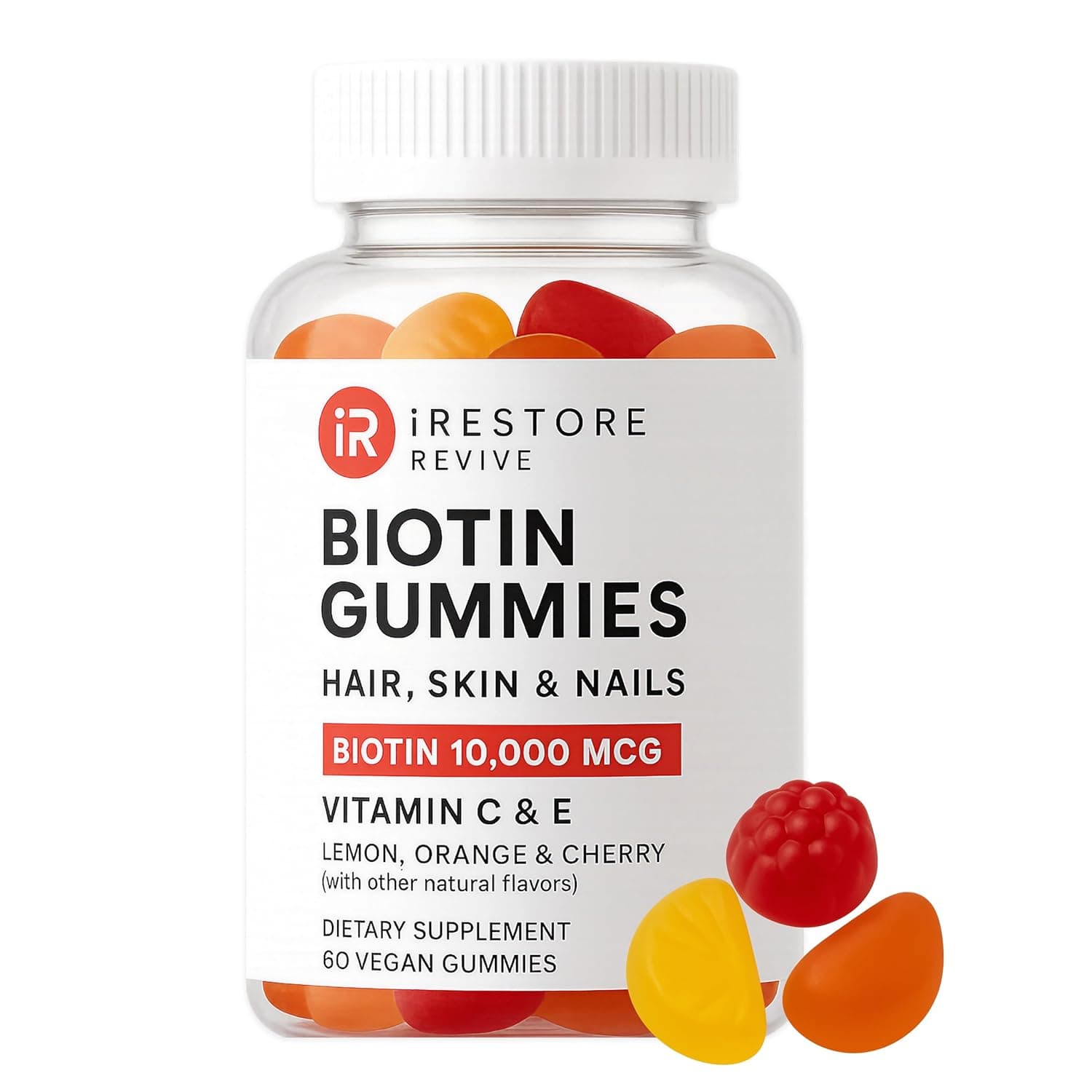 iRestore Men's & Women's Vegan Biotin Gummies for Hair Growth (60 Sugar Bear Gummy)