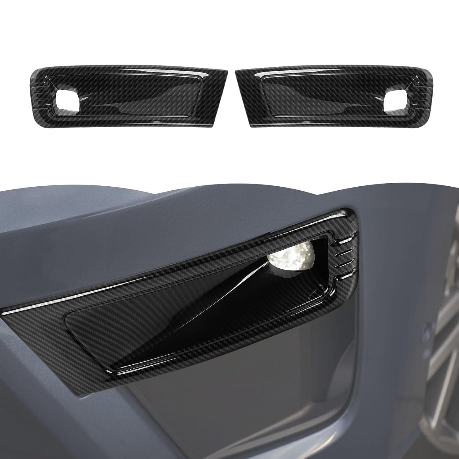 RT-TCZ Front Fog Light Lamp Cover Trim Decoration Exterior Accessories for Ford Expedition 2022 2023 2024 (Black Carbon Fiber)