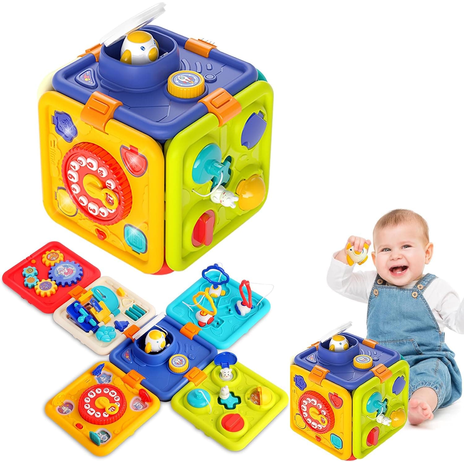 Oasisgalore 6 In 1 Montessori Busy Board Toys for Toddlers Age 1-4, Learning and Educational Travel Toys for Christmas Birthday Gift for 1-4 Year Old Kids العاب مونتسوري