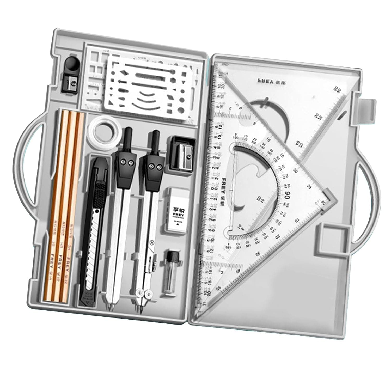 Geometry Compass Set Drafting Tools Supplies, Compass Storage Box