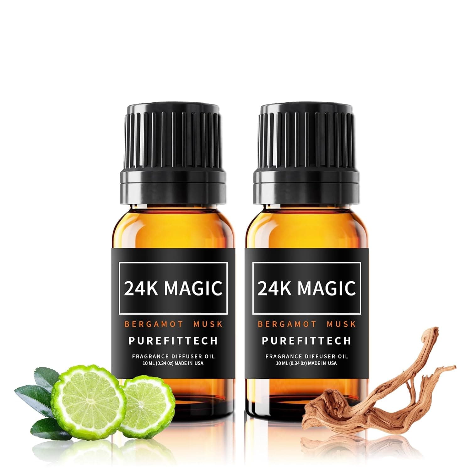 Hotel Diffuser Oil 24K Magic Inspired by The W Hotel Scent, Hotel Essential Oils for Home, Office, Spa,2Pack 10mL*2, 0.34fl oz Hotel Collection Diffuser Oil for Diffusers & Humidifiers，Made in USA