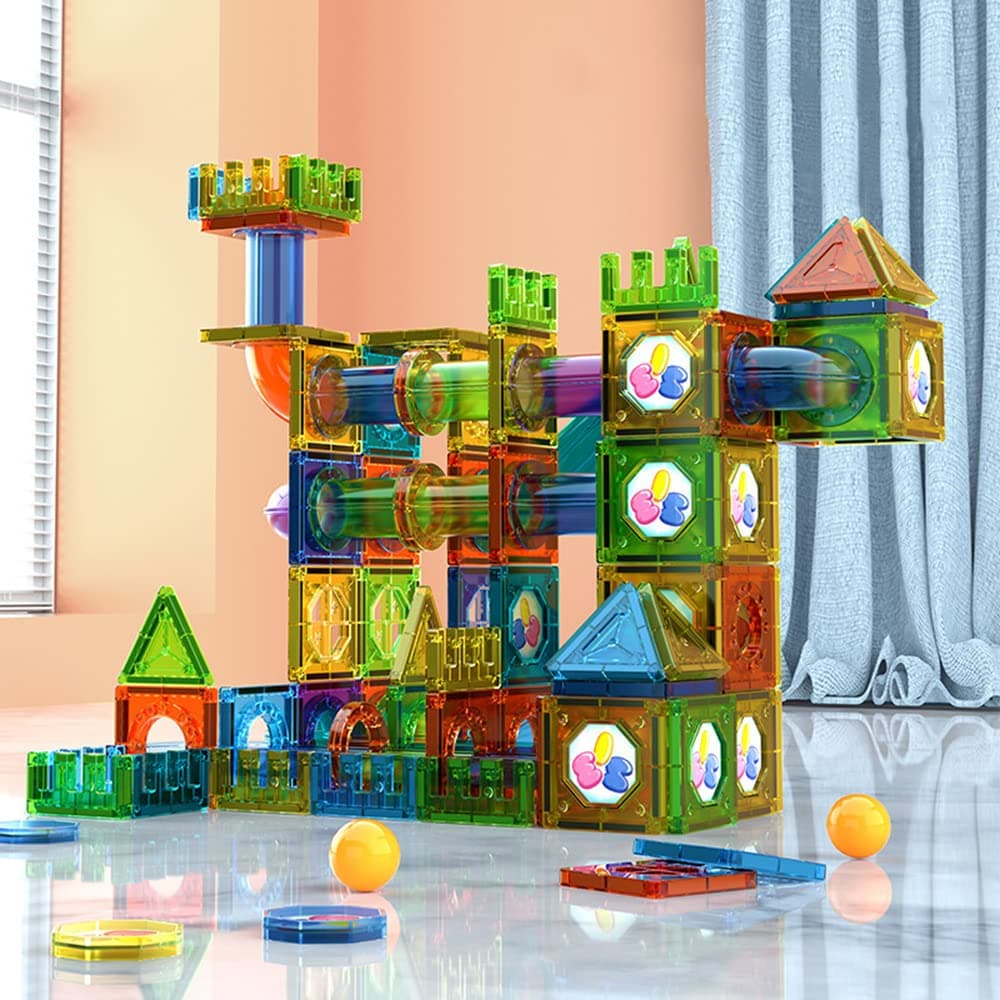 200PCS Magnetic Tiles Building Blocks Set Toys, Soofam Clear 3D Building Blocks Construction Playboards, Educational Toy for Early Development Stacking Toys,Gift for 3-6 Year Boys Girls (200PCS)