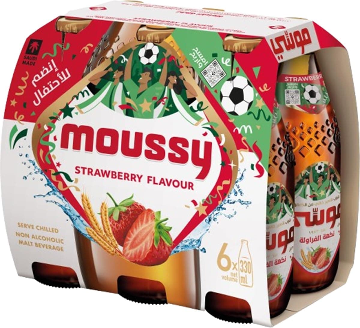 Moussy Strawberry Non-Alcoholic Malt Beverage, 6 x 330 ml