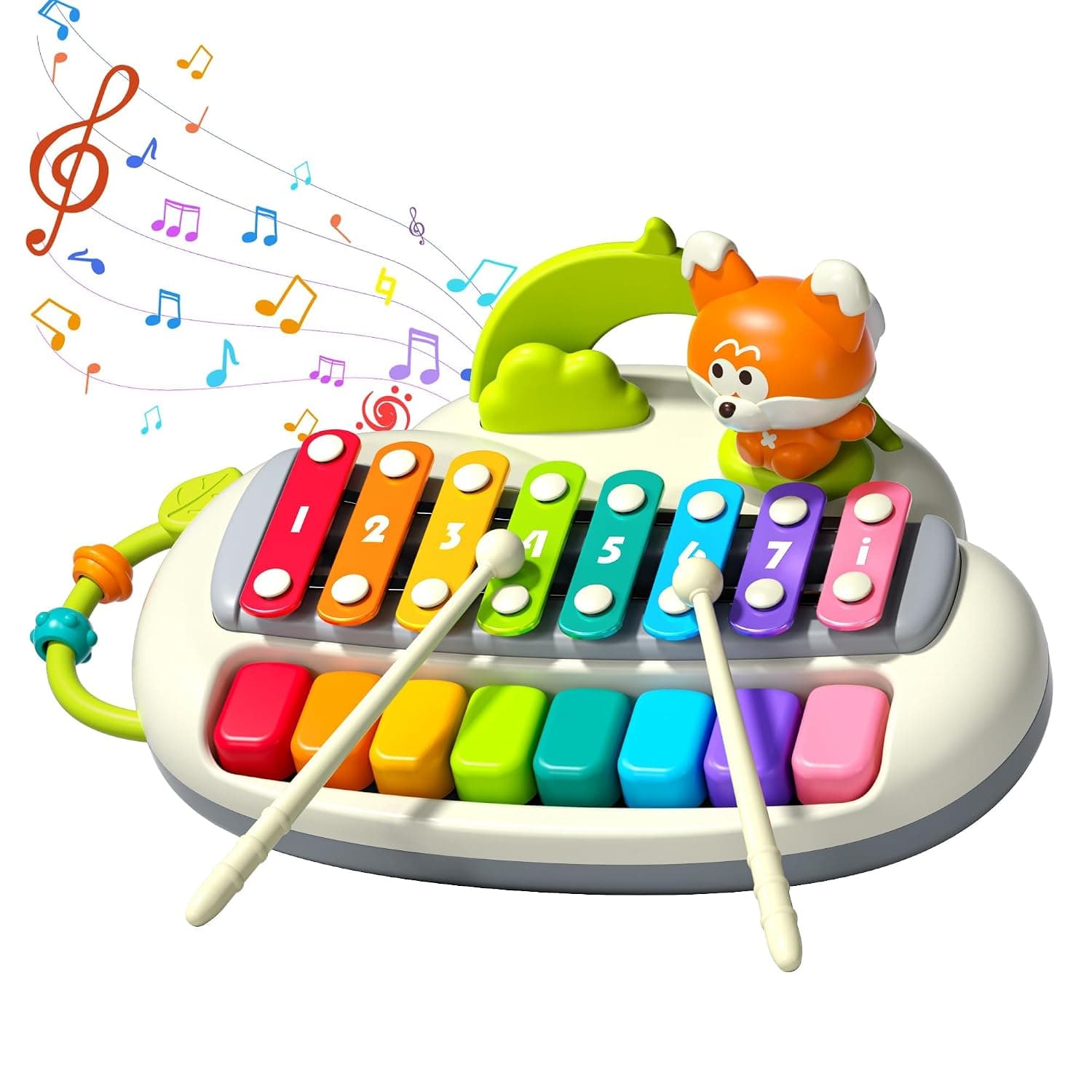 2 In 1 Baby Piano Xylophone For Toddlers, 8 Multicolored Key Keyboard Piano, Musical Table Percussion Sensory Toys, Educational Musical Learning Instruments Toy For Baby Kids Girls Boys