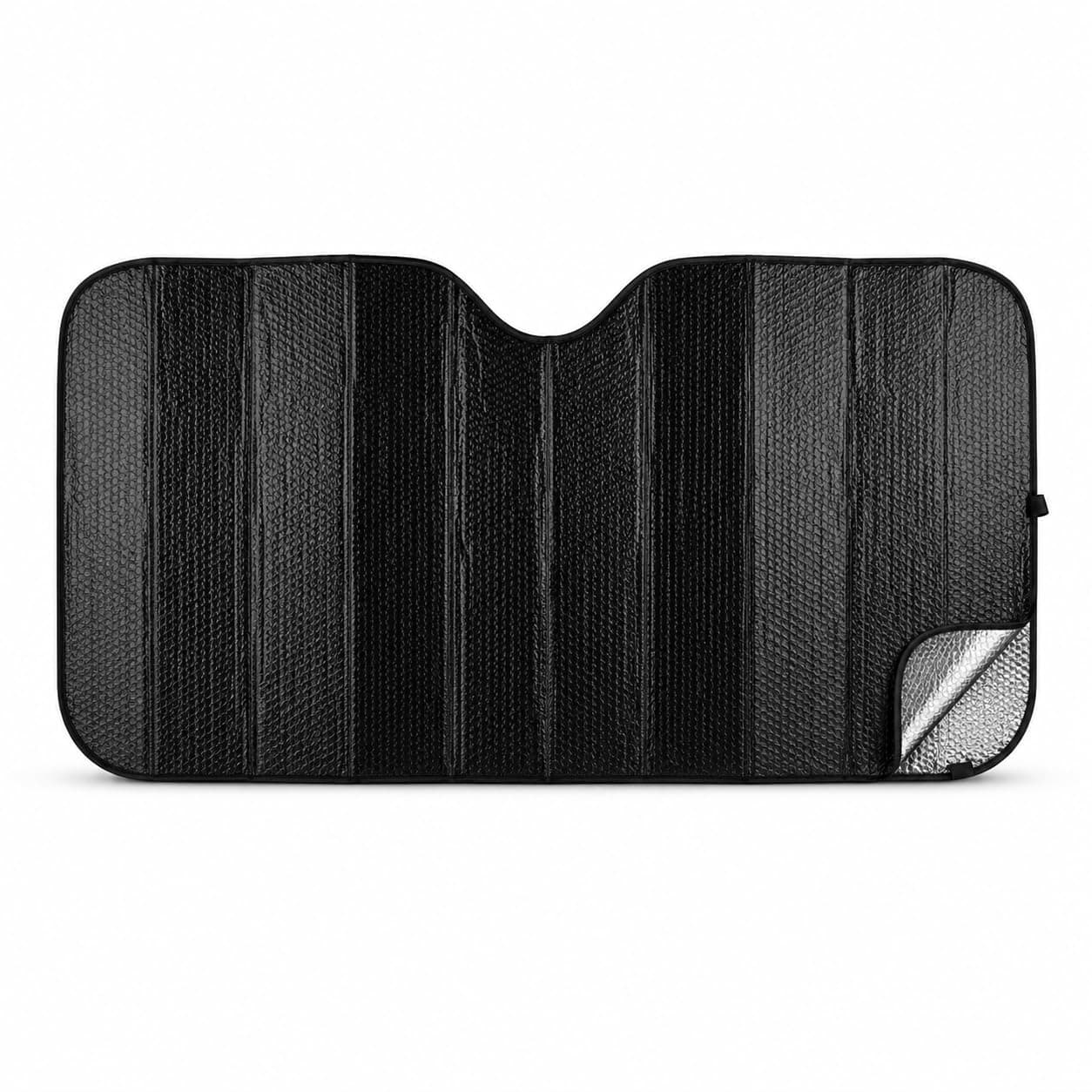 Premium Interior Bubble Car Sunshade, 145x70cm Reflective Aluminum Foil Windshield Sun Protector, Foldable Heat-Insulating Front Window Visor for UV Protection & Dashboard Care | (Black)