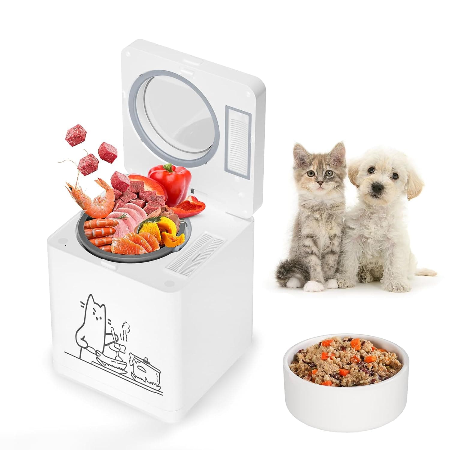 Pet Fresh Food Maker – All-in-One Dog & Cat Food Multicooker with Chopping & Cooking, DIY Cat Churru,Dog Treat Maker,5-in-1 Machine