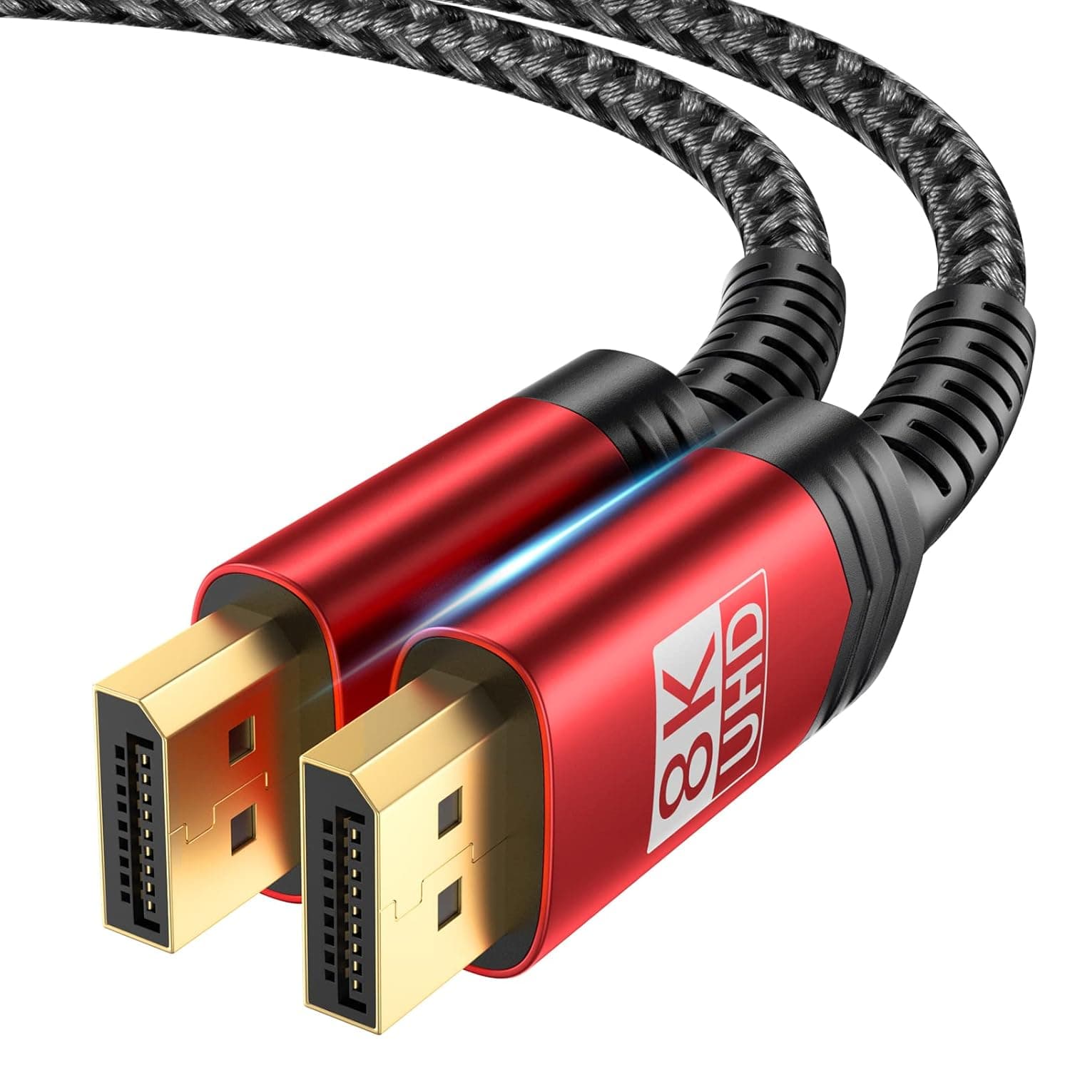 JSAUX DisplayPort Cable 1.4, DP Cable 2M, [8K@60Hz, 2K@240Hz, 4K@144Hz, 32.4Gbps], Display Port to Display Port Cable 1.4 (DP to DP Cable) Compatible with Gaming Laptop TV PC Computer Monitor -Red