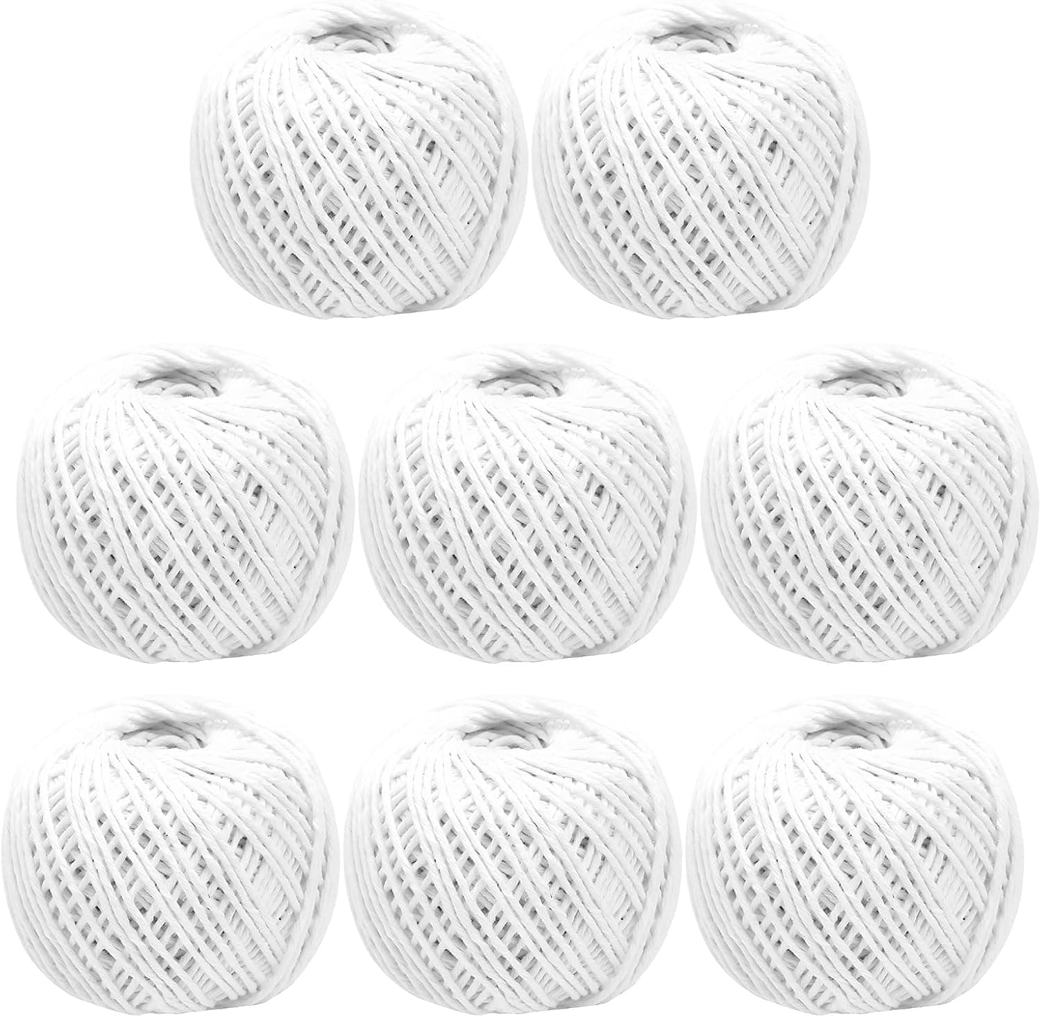 8 Pcs x 60m Butchers Twine for Cooking, Food Safe Cotton Kitchen String for Meat Trussing, Baking, Roasting, Macrame, DIY Crafts and Gift Wrapping, White Cooking Twine Roll