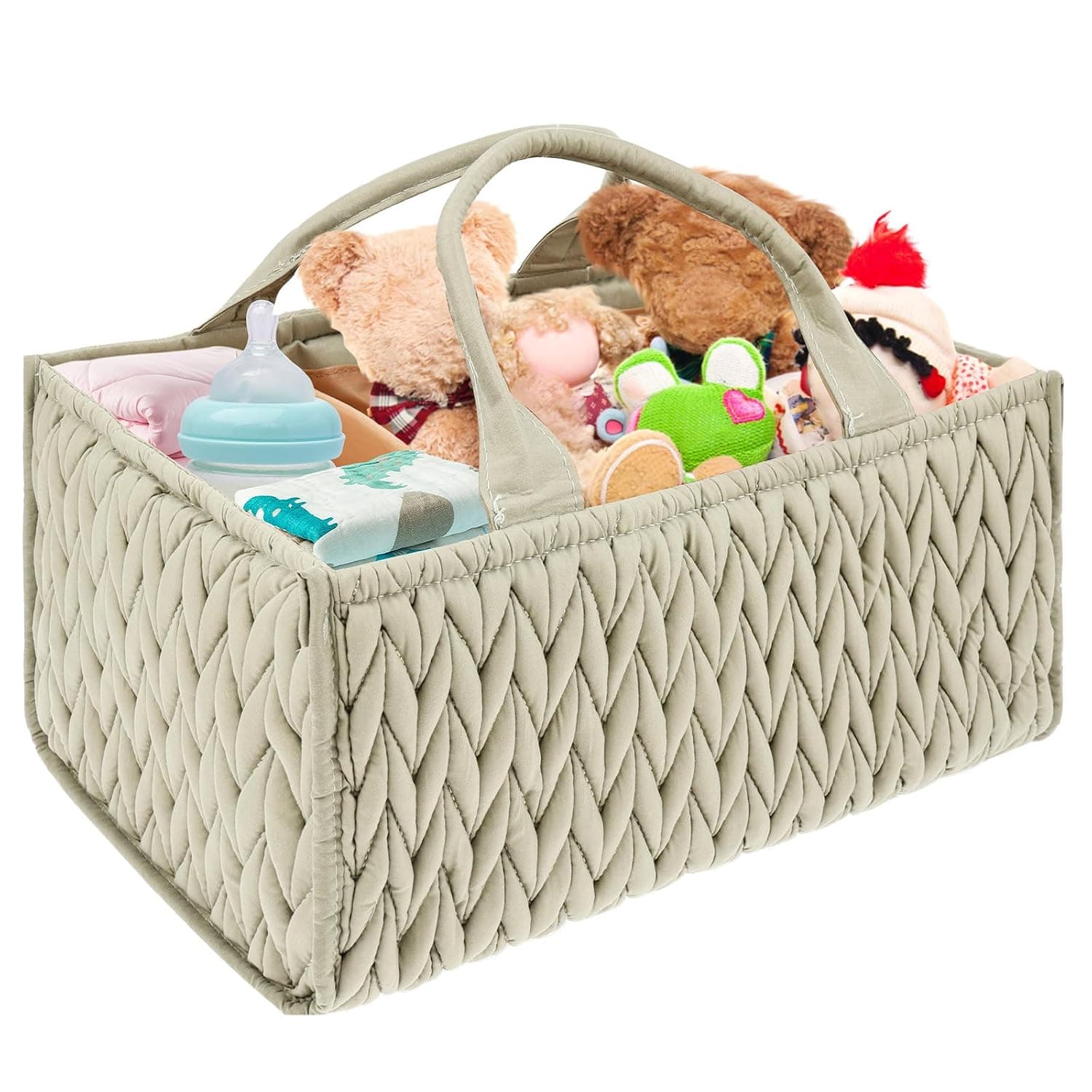 Nappy Caddy Organiser Portable Baby Diaper Caddy Organizer Nursery Storage Baskets for Newborn Essentials and Diaper Changing Toddler Wipes Bag Hamper Baby Shower Gifts for New Mum