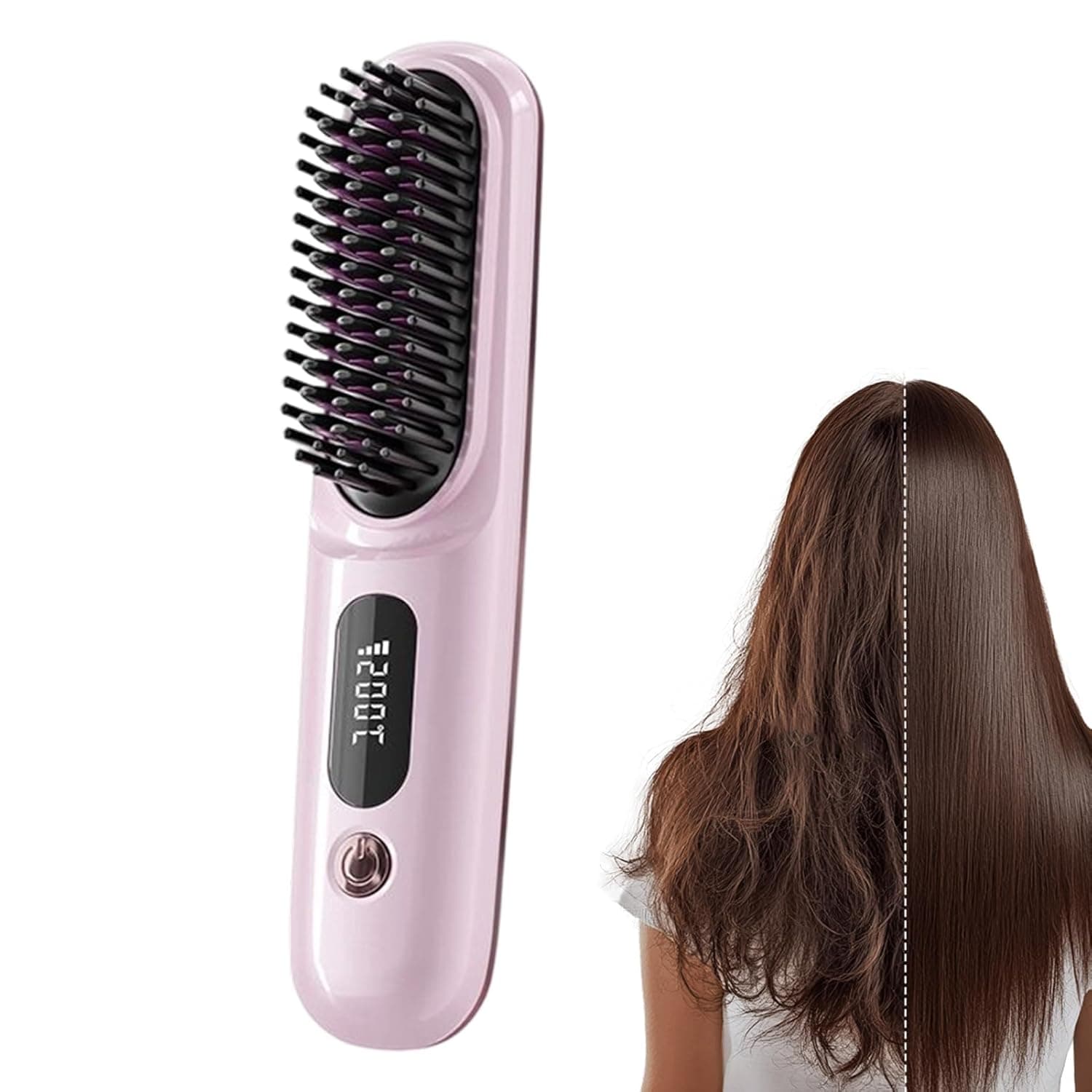 Hair Straightener Brush | Long Lasting Battery Tool,Ergonomic Hot Hair Comb - for Mom Family Friends Home Travel Indoor Outdoor Salons Dormitories
