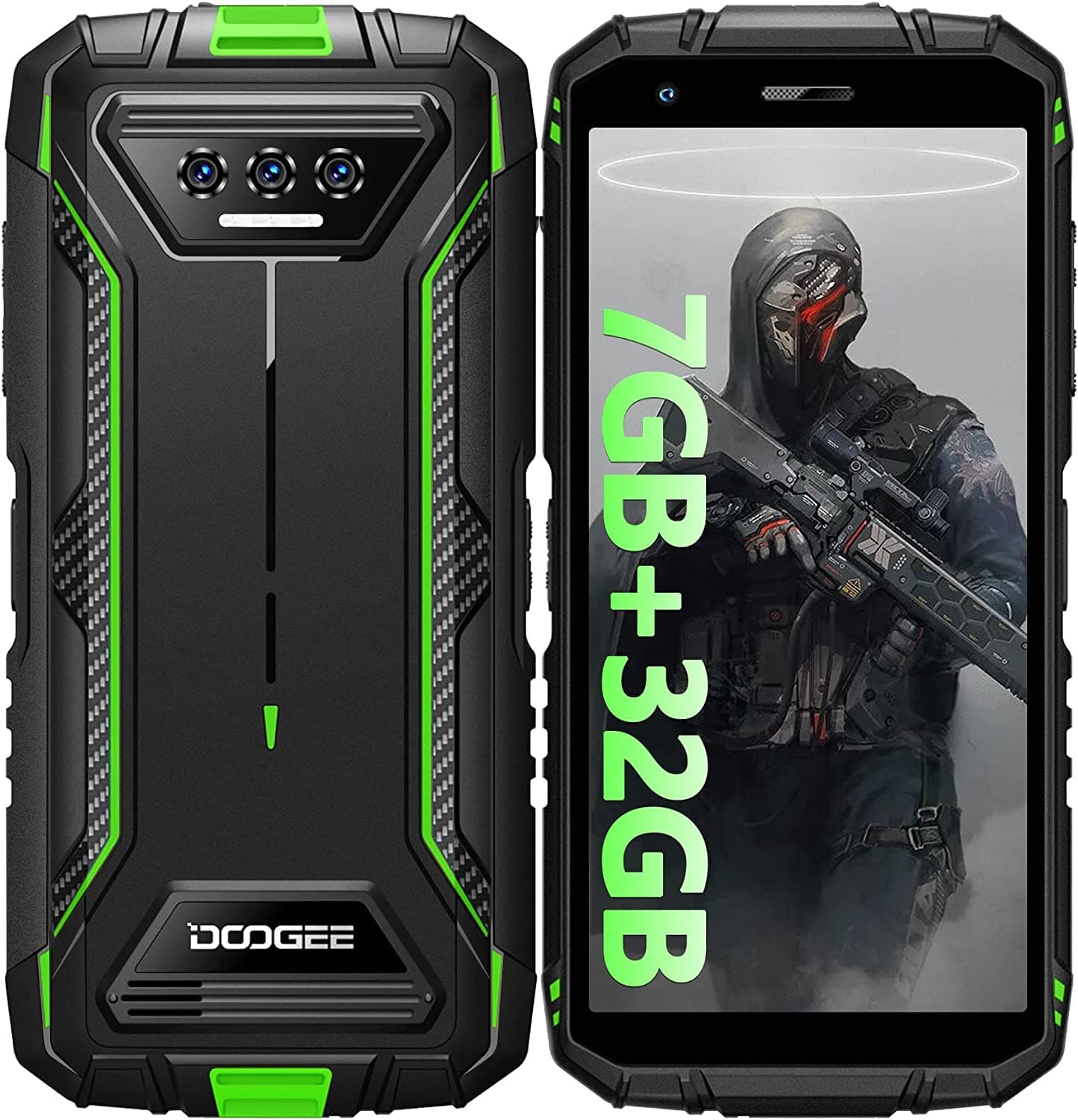 2023 Tri-HD DOOGEE S41 Pro Smartphone, Android 12, 7GB+32GB/1TB Outdoor, 6300mAh, 5.5", 13MP + 8MP Camera, IP68 Waterproof, Dual SIM 4G/Face ID/NFC/OTG (Green)