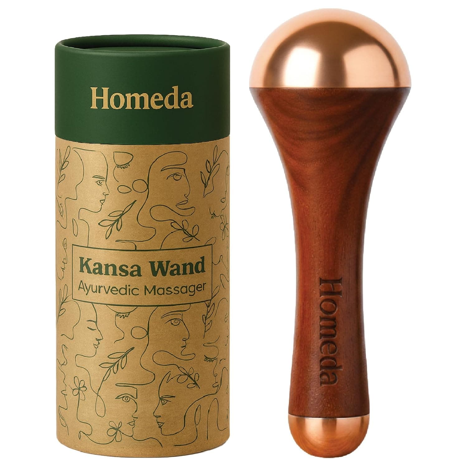 Kansa Wand for Foot Massage with Teak Wooden Handle for Pain Relief | Kasa Kasya Vati for Face |Kansa Vati | Kashyachi Swakansa Vati for Body Wellness, Detox & Relaxation (Dual Bronze Cup)