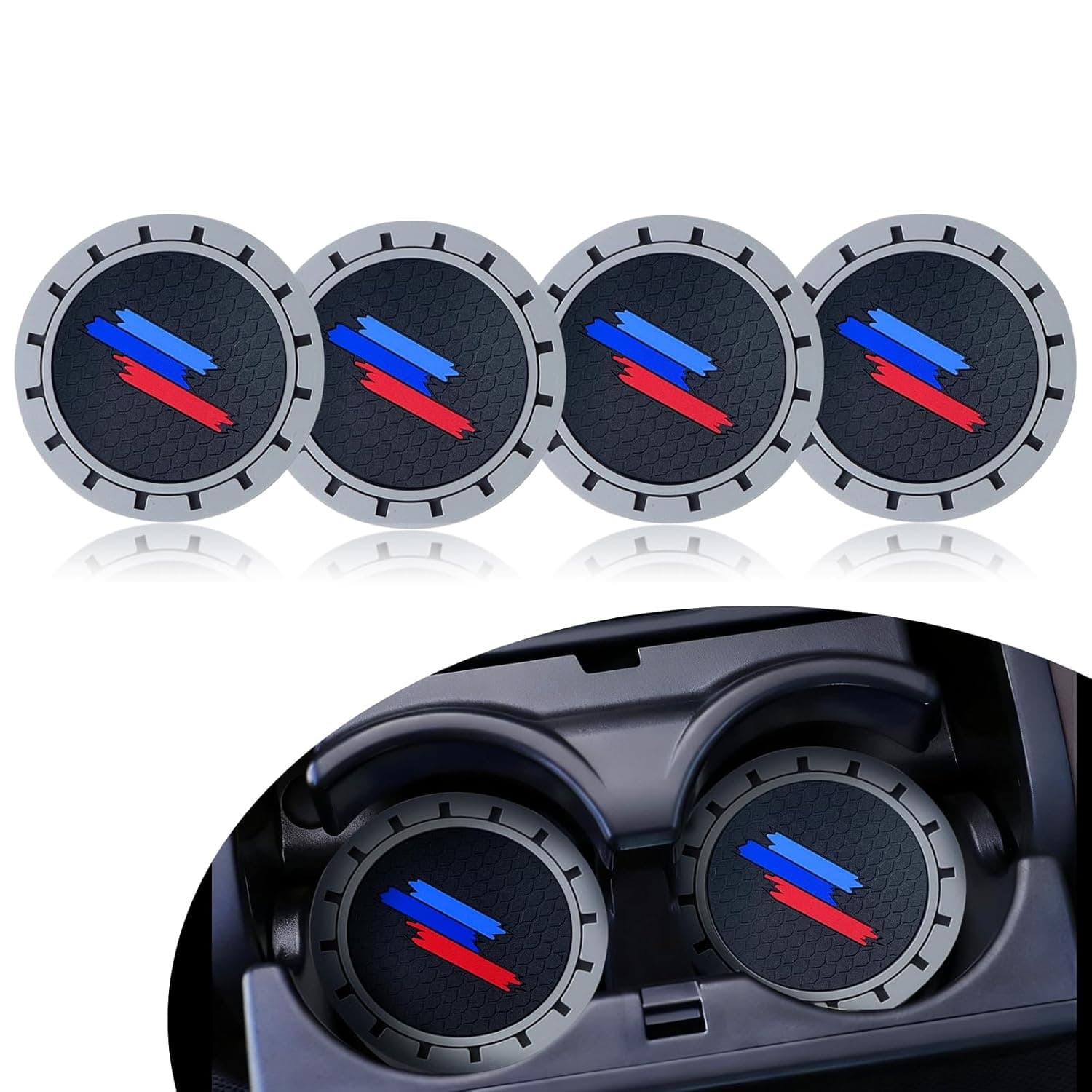 4PCS Car Cup Holder Coasters for 2025 2026 BMW X3 X5 X1 X7 4 3 5 2 Series Interior Accessories, Non-Slip Silicone Car Cup Holder Insert, Gifts for Men Women, 2.75in