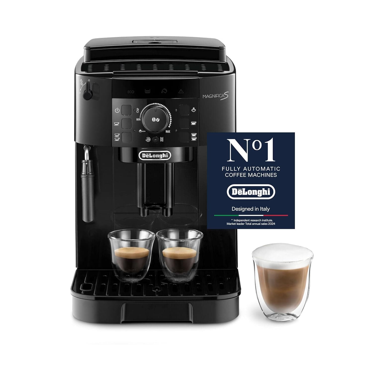 De'Longhi Coffee Machine MAGNIFICA S Fully Automatic Bean to Cup Coffee Machine, 6+ Functions, Ideal for Espresso, Americano, Cappuccino, Latte, Macchiato & Many More Coffee Recipes ECAM12.121.B