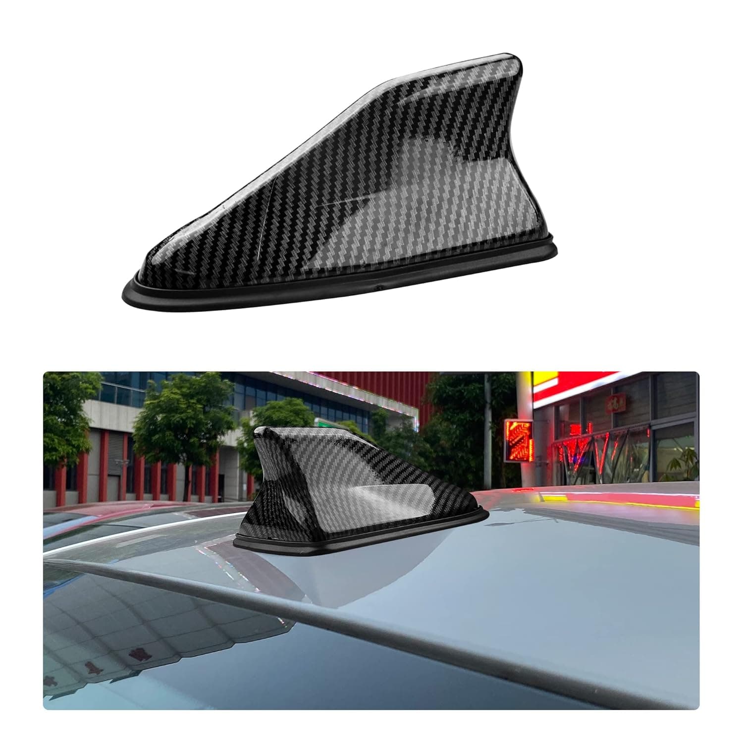 Car Shark Fin Antenna Cover,Roof Aerial Base Antenna Cover Replacement Car Decorations,Stylish Shark Fin Antenna Automotive Exterior Accessories for Most Cars SUVs Trucks (Carbon Fiber)