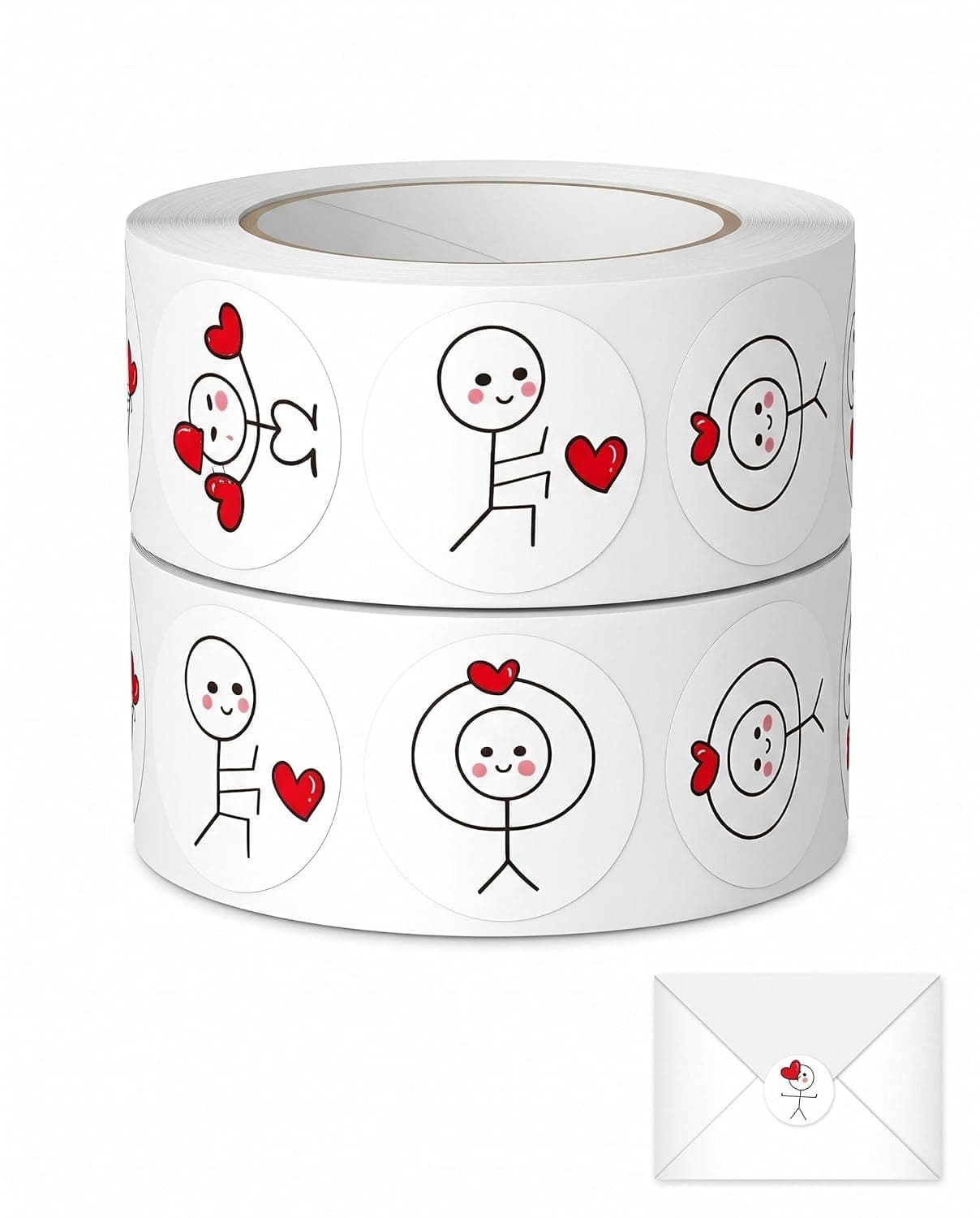 Stickman Stickers, 2 Rolls (20 mm), Self-Adhesive, Versatile Stickers for Kids Crafts, DIY Projects, Scrapbooking, Gift Wrapping & Notebook Decoration