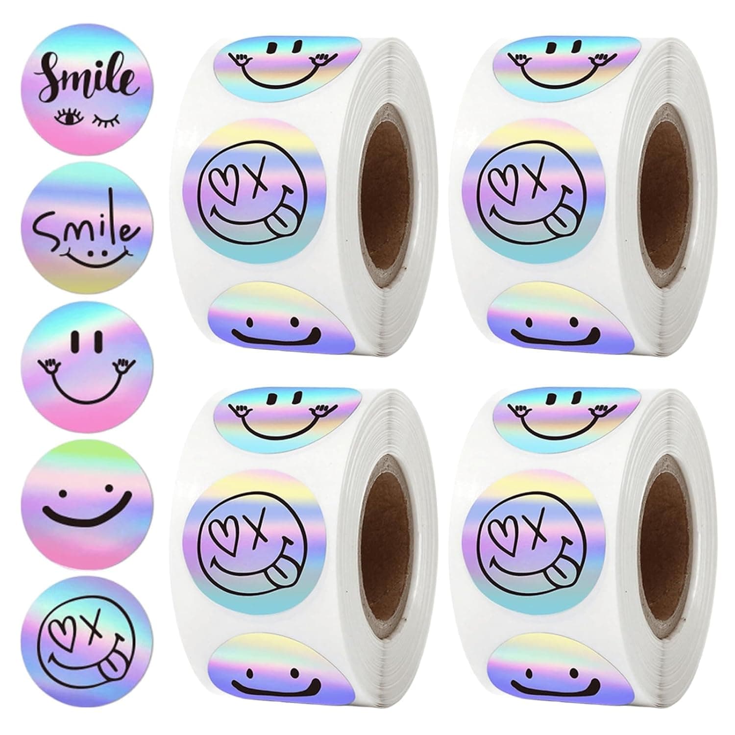 2000 Pieces Smiley Face Stickers, Thank You Labels for Gift Wrapping and Packaging, Laser Circular Design