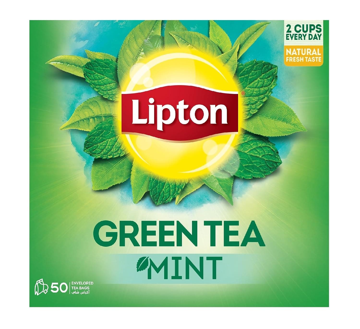 Lipton Green Tea Mint, 50 Enveloped Lipton Tea Bags, 2 Cups to Goodness Tea, Combination of Peppermint and Spearmint Tea