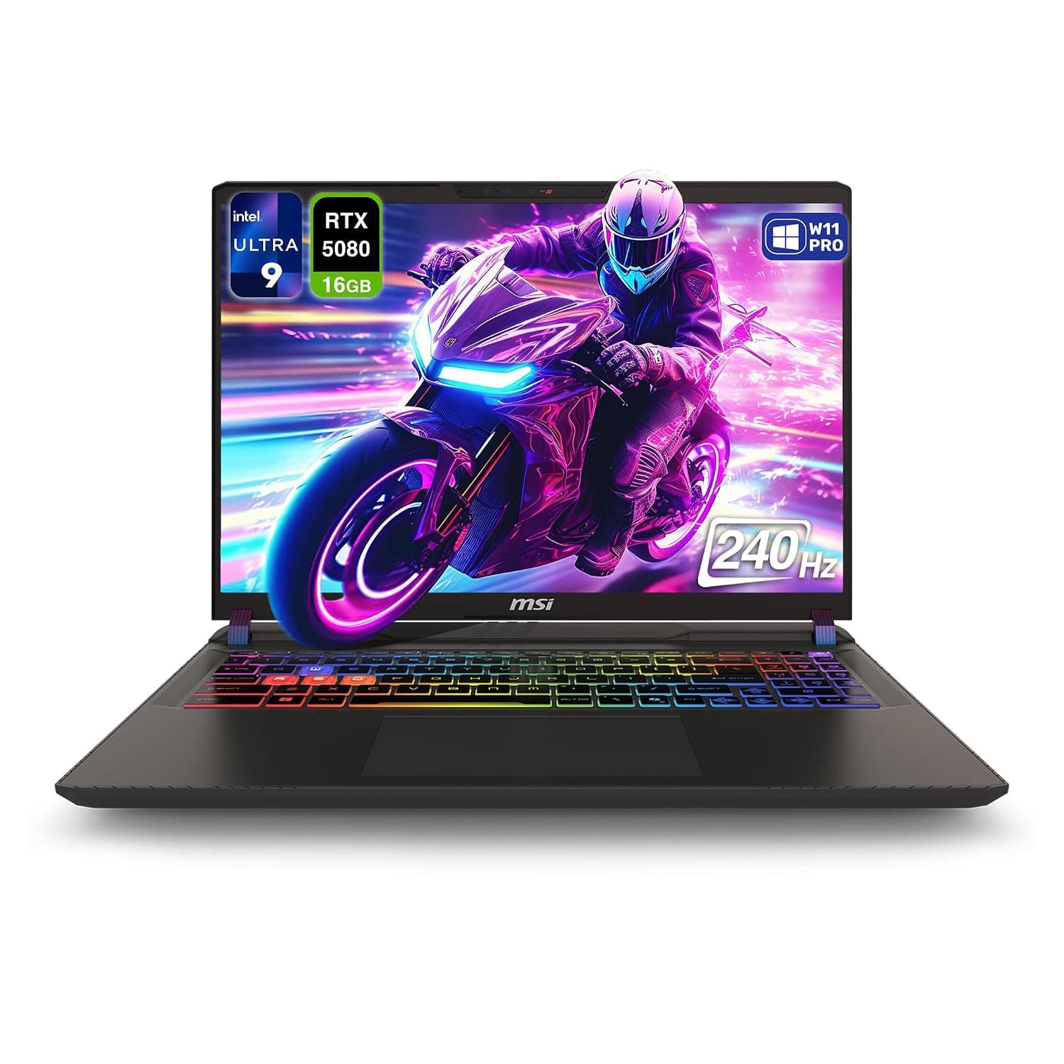 MSI Vector 16 HX AI 400 Gaming Laptop, Intel Ultra 9-275HX, 64 GB DDR5 RAM, 1 TB PCIe SSD, 16" WQXGA (2560x1600) 240Hz Display, Nvidia G-Force RTX 5080, RGB Backlit Keyboard, W11 Pro, Cosmo Gray