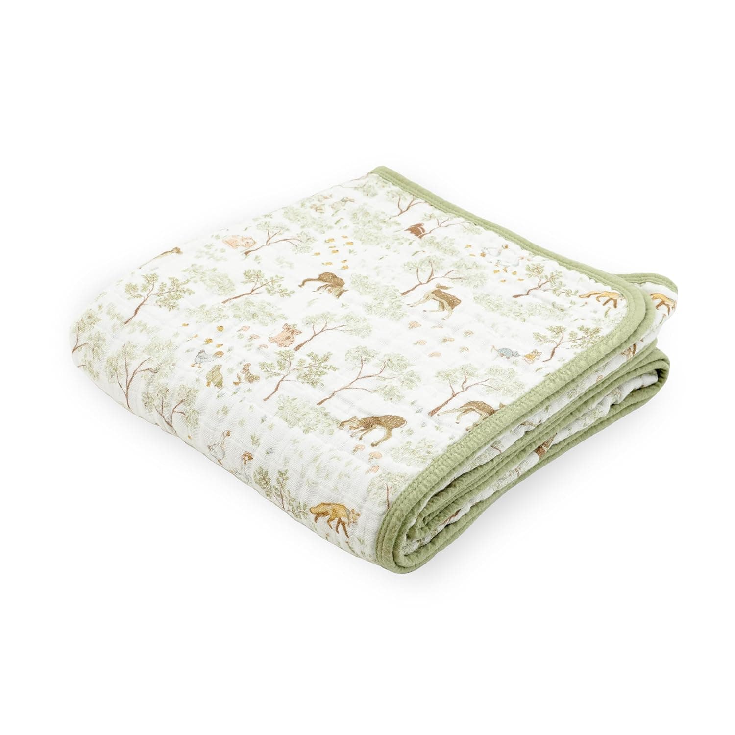 Little Unicorn Muslin Quilt Blanket | 100% Cotton Soft Multi-Layered Muslin Fabric | Toddler & Baby Blanket | 47”x47” | for Nursery, Crib, Shower Gifts (Woodland Friends)