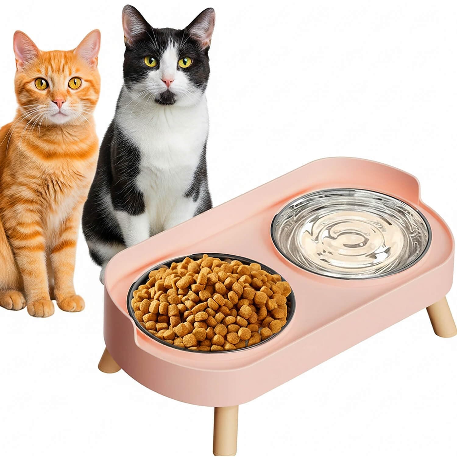 Pet food bowl,Suction Cup Pet Bowl - Adjustable Lift for Cats & Dogs, 3-Position Height to Protect Cervical