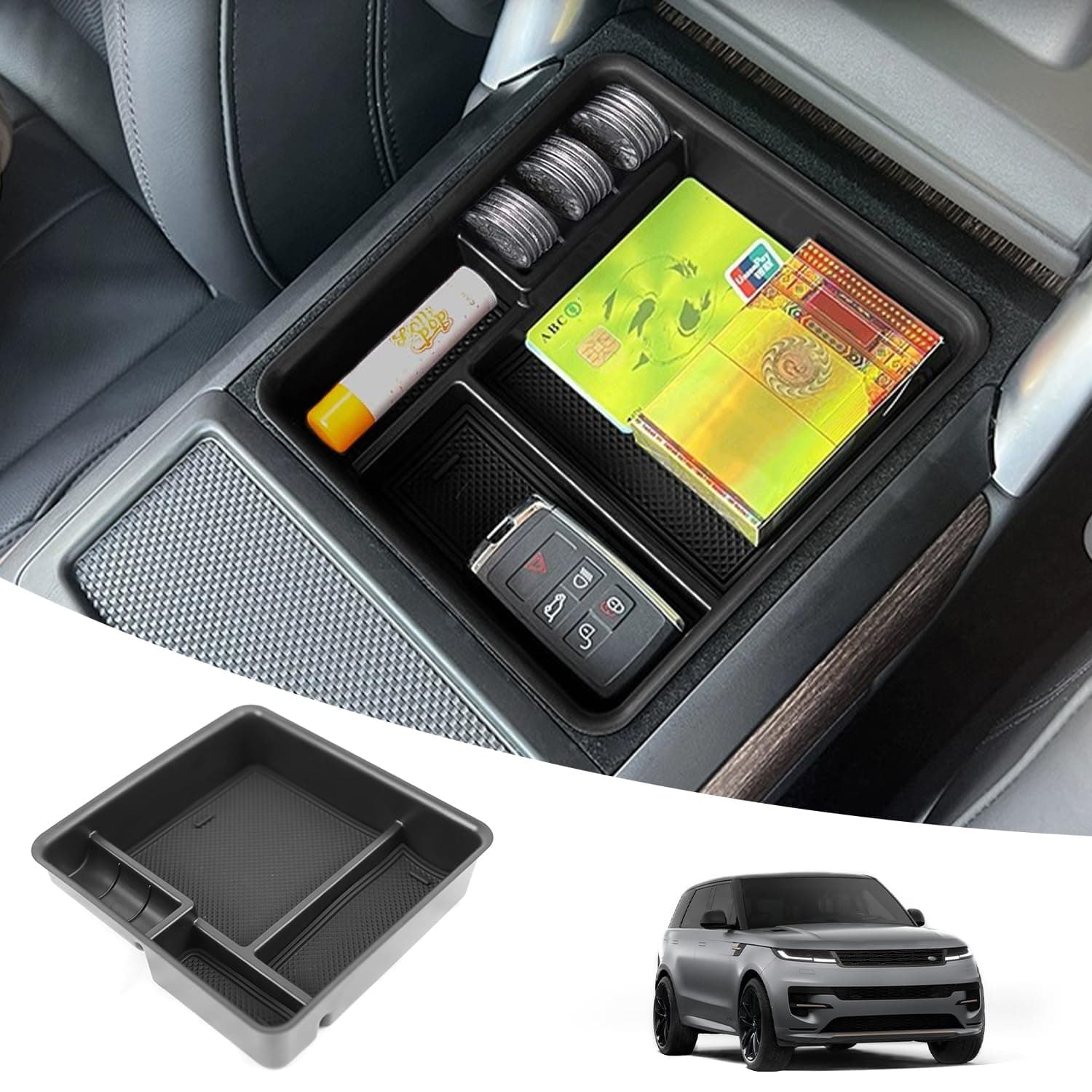Center Console Organizer Compatible with Land Rover Range Rover Sport/Vogue 2025 2024 2023 (ONLY for No Refrigerator Version), Armrest Storage Box Insert Tray Interior Accessories