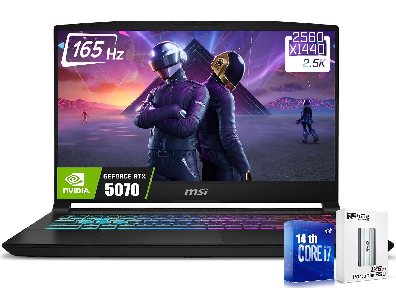 msi Katana HX Gaming Laptop, 15.6” 165Hz QHD IPS Display, 16-core i7-14650HX (>i9-12900H, UP to 5.2 GHz, GeForce RTX 5070, Copilot+ PC, RGB Backlit Keyboard, Win11, Black(16GB DDR5 RAM | 1TB SSD)
