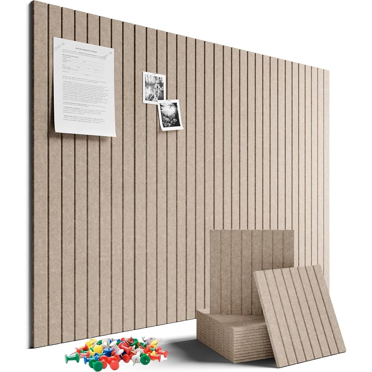 STERIX 12 Pack Large Cork Board Bulletin Board,Removable Felt Cork Board Tiles Wall Decoration Display Board with Pushpins for School, Home, Kitchen & Office Walls（120cm×90cm）