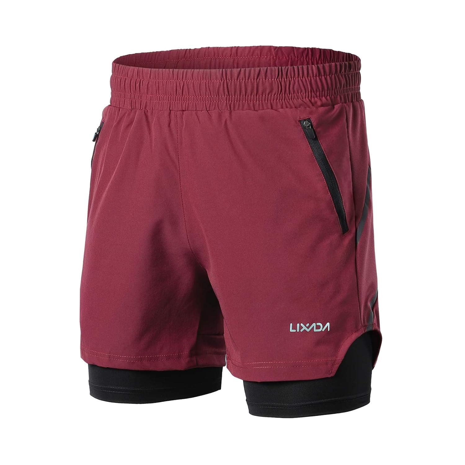 Lixada Men's Running Shorts, 2 in 1 Quick Dry Breathable Exercise Active Training Jogging Shorts Marathon Sport with Pockets Without Pockets 10 Colours S-XXL