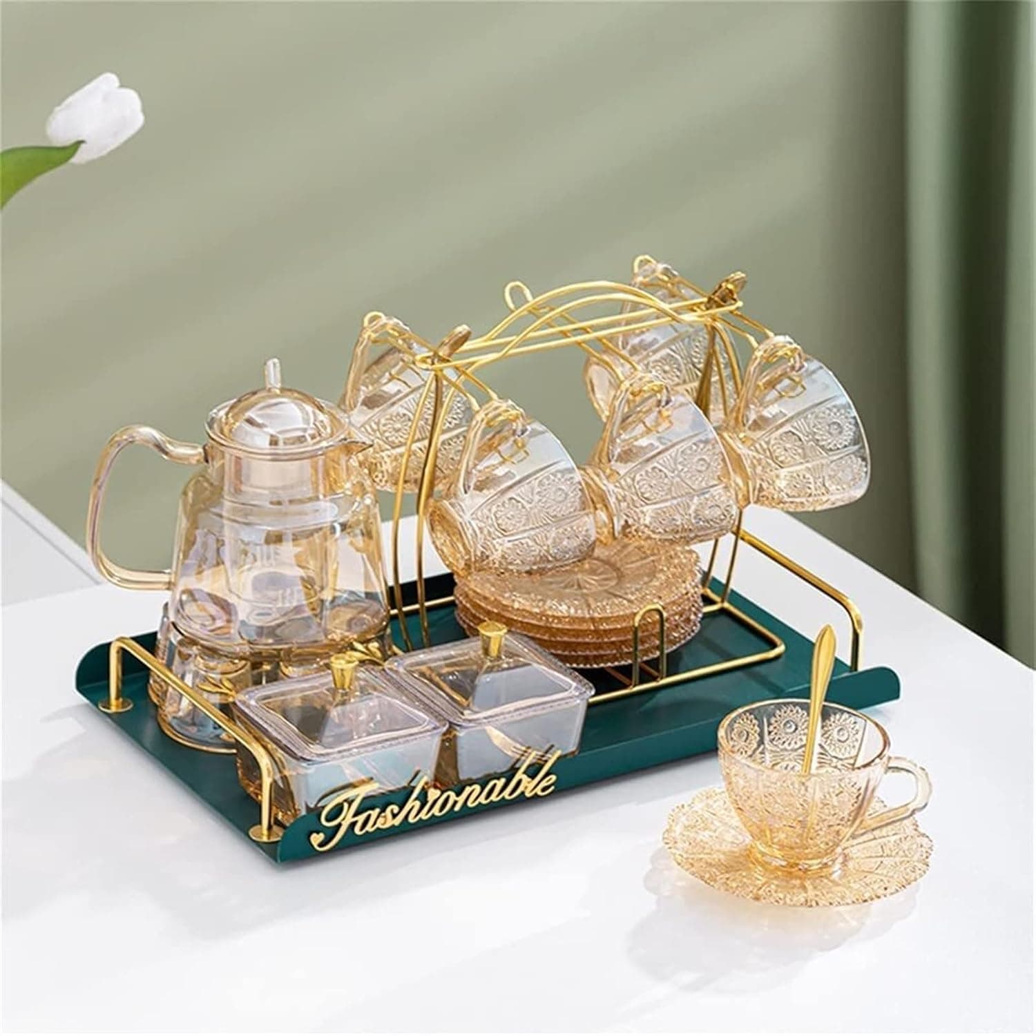 Afternoon Tea Tea Set Set Flower Teapot Cup English Candle Heating Fruit Teapot Glass Nordic Style Cooling Kettle