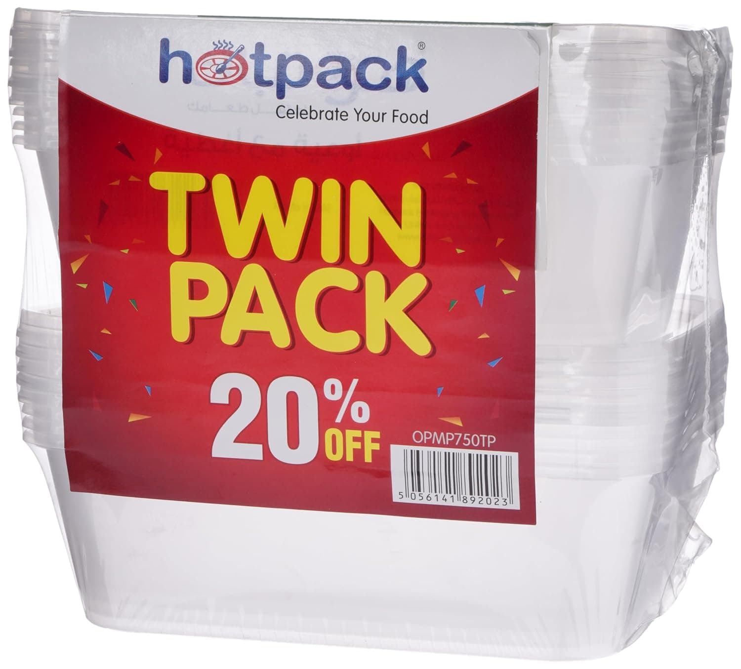 Hotpack Microwave Container 750 Cc + Lid, Twin Pack, 10 Pieces