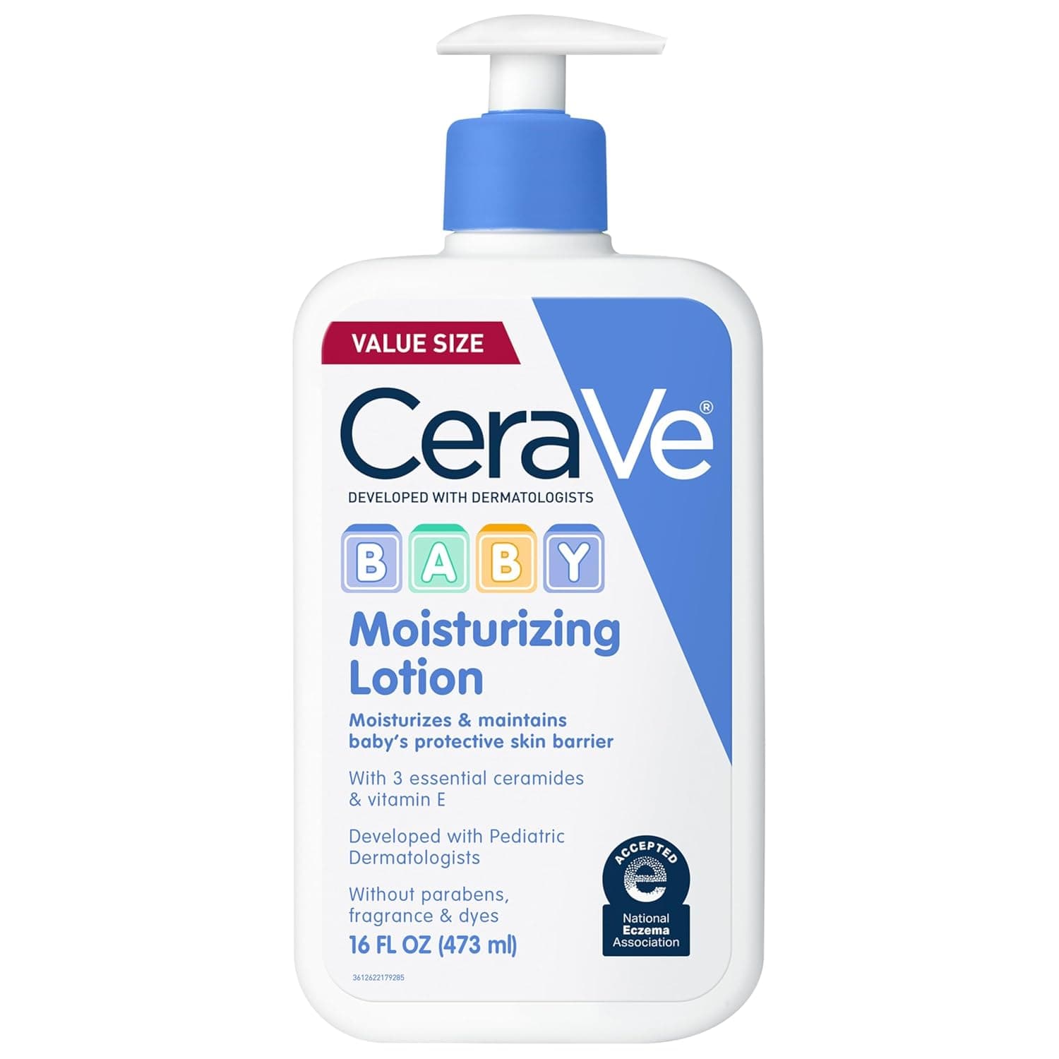 CeraVe Baby Lotion | Gentle Baby Skin Care with Hyaluronic Acid and Ceramides | Paraben and Fragrance Free | 16 Ounce | Gently Hydrates Delicate Skin with A Non-Greasy Feel, Free Of Fragrance, Dyes, Paraben & Phthalates