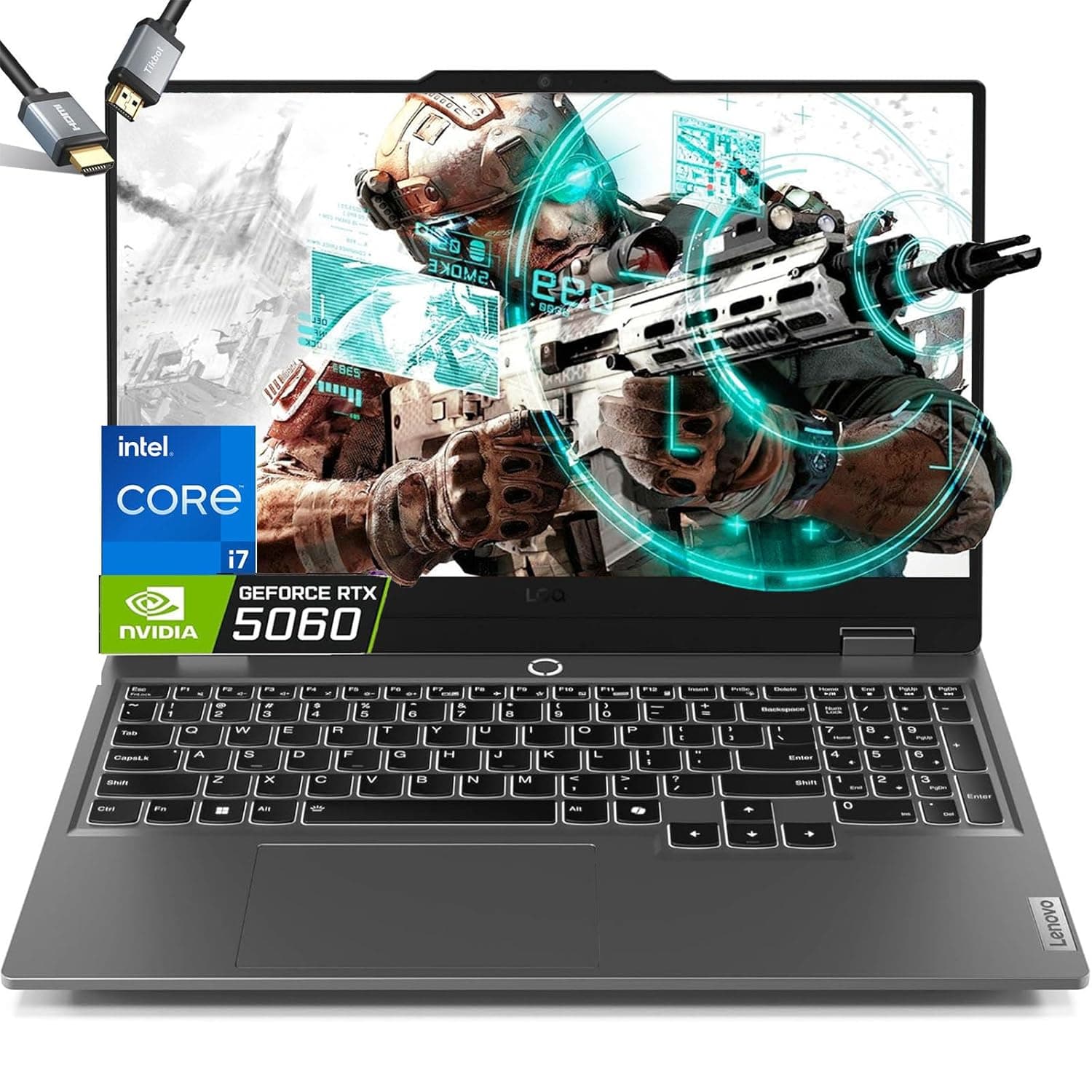 Lenovo LOQ 15 RTX4060 Gaming Laptop - AMD Ryzen7 7840HS - 15.6 144Hz FHD IPS Display - G-SYNC - Backlit Keyboard - Wi-Fi 6 - USB Type-C - Windows 11 - FHD Webcam - 2023 (64GB