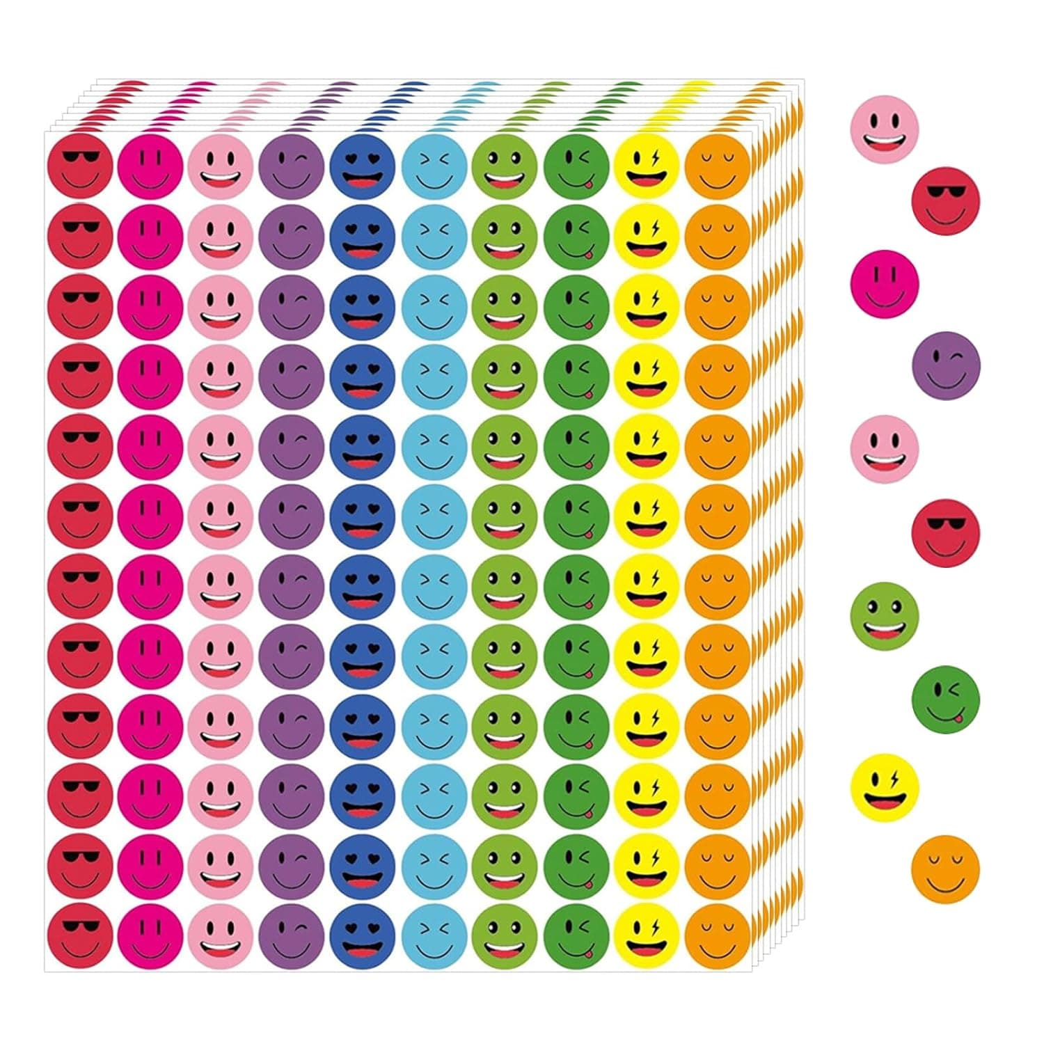 2400pcs Happy Smile Face Stickers, Stickers for Reward, Colorful Round Sticker for Students & Teachers for School Planner, Behavior Chart, Classroom Teacher Supplies,Smiley Face Style 2