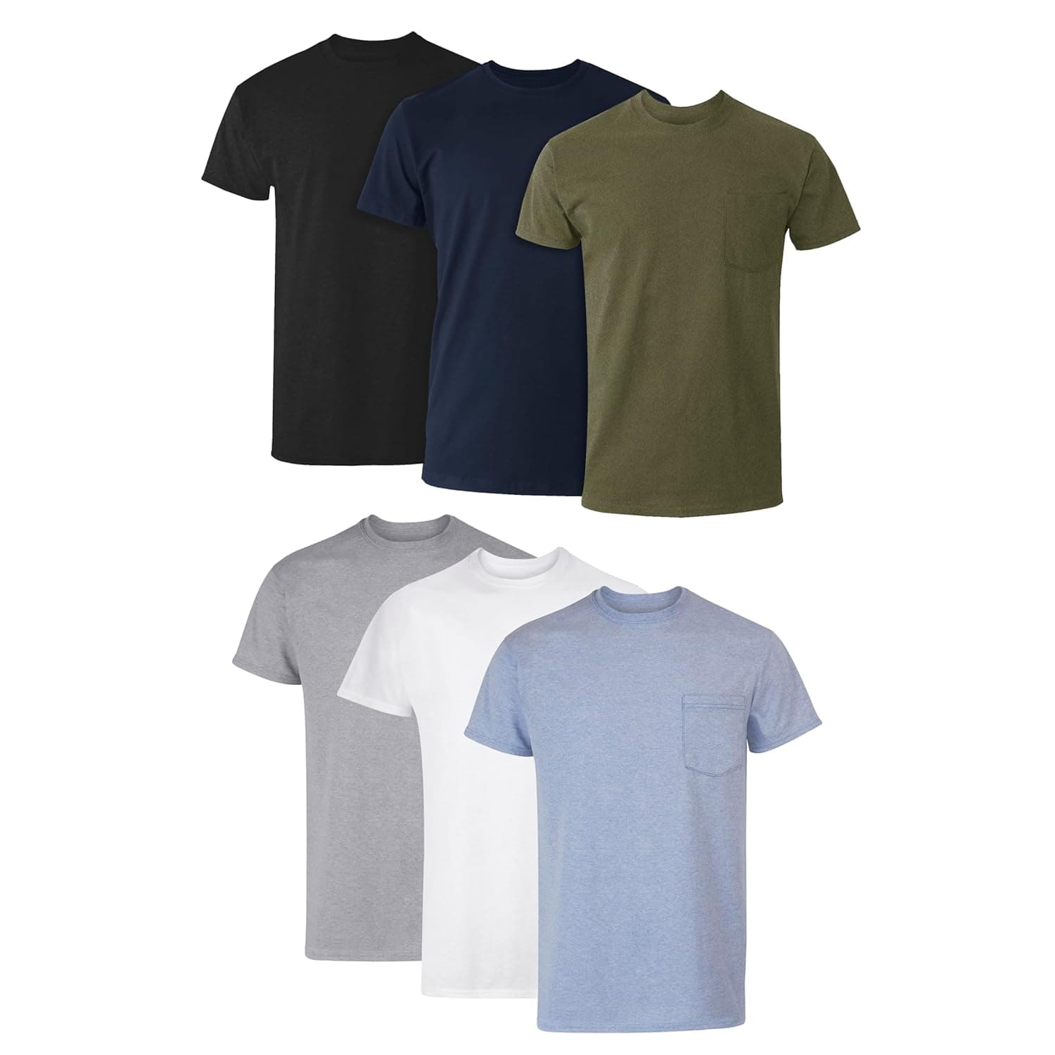 Hanes mens Cotton Pocket T-shirt, Moisture-wicking With Odor Control, Assorted, 6-pack Cotton Pocket T-shirt, Moisture-wicking With Odor Control, Assorted, 6-pack (pack of 6)
