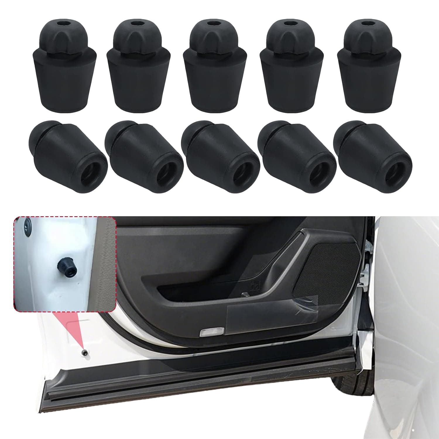 10PCS Car Door Bumper Shock Absorbers, Car Door Edge Guards, 82191-28010 Rubber Dampers Buffer Pad, Auto Accessories Front and Rear Auto Soundproof Guard Cushion Pad Universal for Most Vehicles