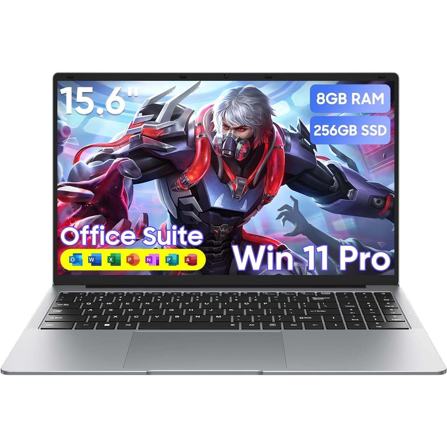 Laptop Computer 15.6" Win11 Pro Laptops 8GB RAM 256GB SSD,Ms Office 365, 100% sRGB Screen, N4000 Processor, Notebook, Dual Band WiFi5, BT4.2, USB-A, HDMI,FHD 1920 * 1080 Display,Silver