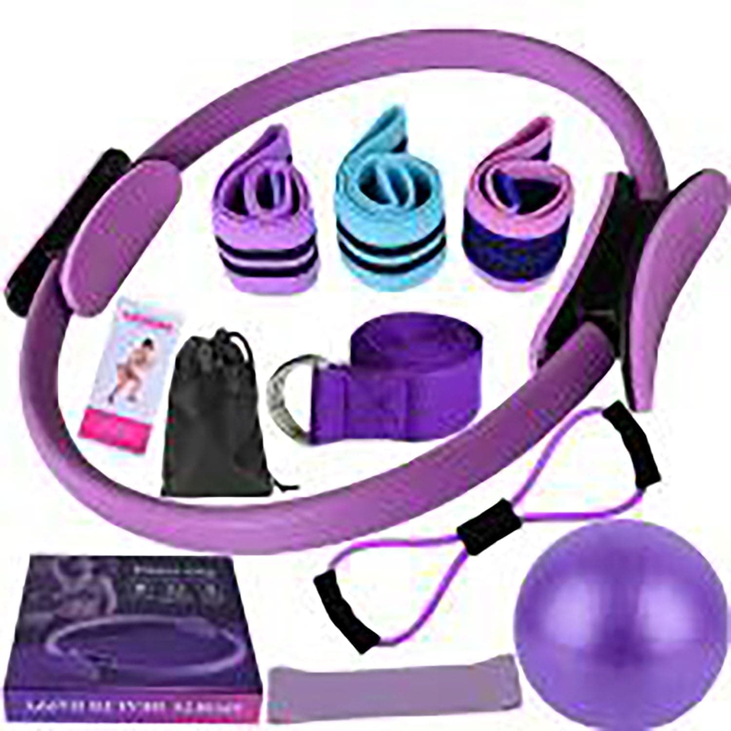 ALMEKAQUZ Yoga Sets for Women Pilates at Home Equipment Pilate Magic Ring Booty Bands for Working Out Glutes yoga Ball 25cm Figure 8 Resistance Band Bands for Stretching