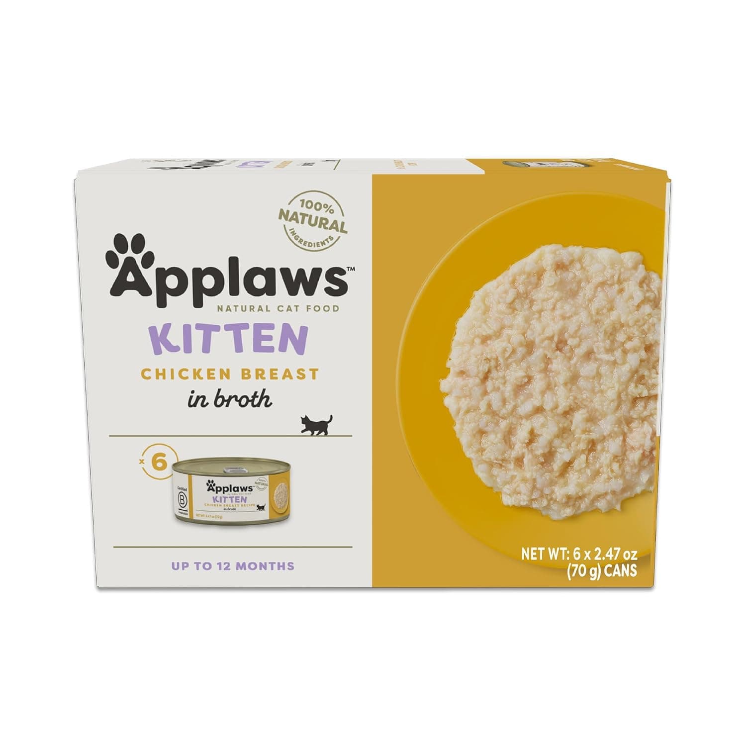 Applaws Wet Kitten Food, 6 Pack, Limited Ingredient Food for Kittens, Chicken in Broth, 6 x 2.47 oz Cans