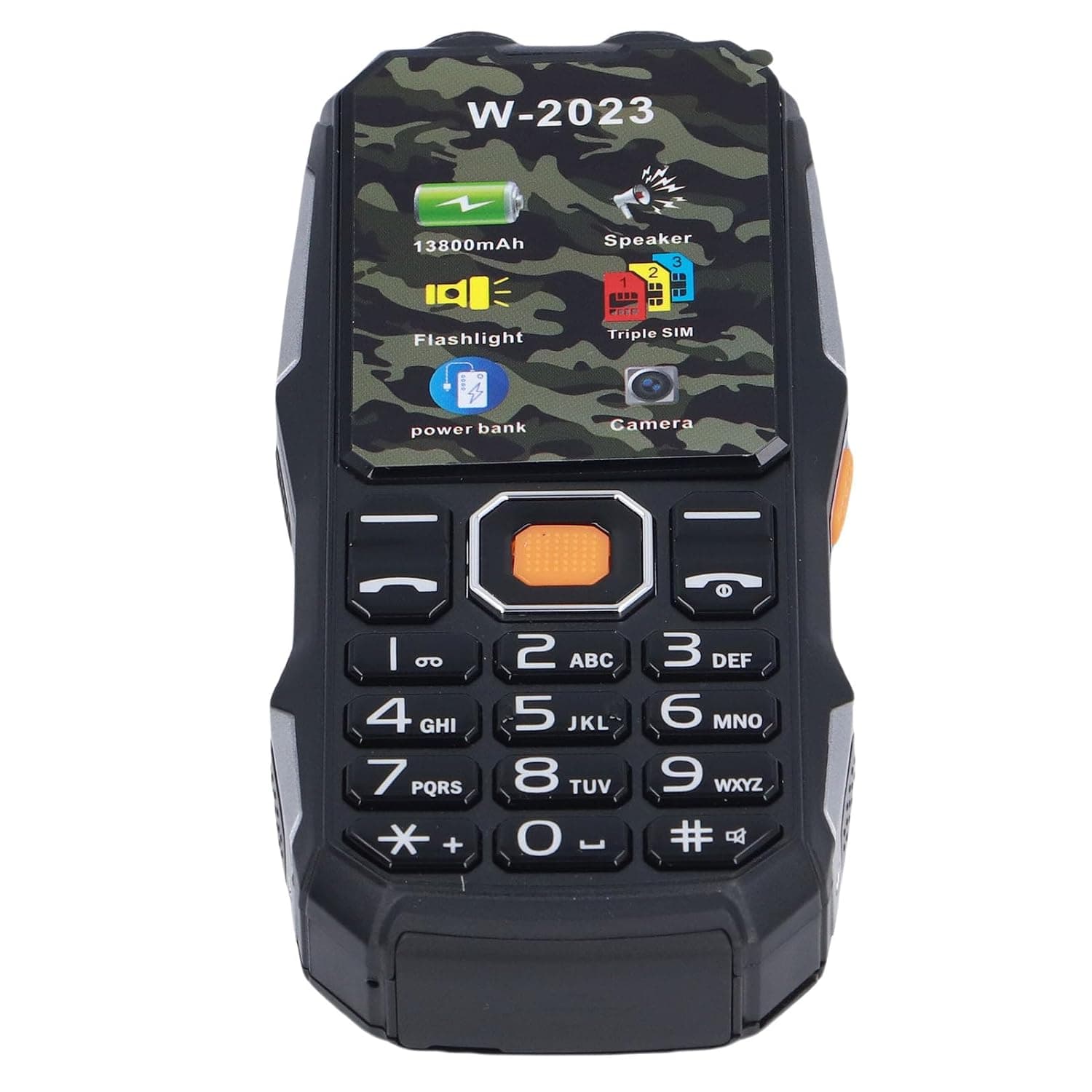 XUMIUZIY Seniors Cell Phone, Rugged 2.6in Ultra Thin Cell Phone for Seniors with 4800mAh Large Battery, Triple SIM 2G Network, Emergency Power Bank, Support 9 Family Numbers (Black)