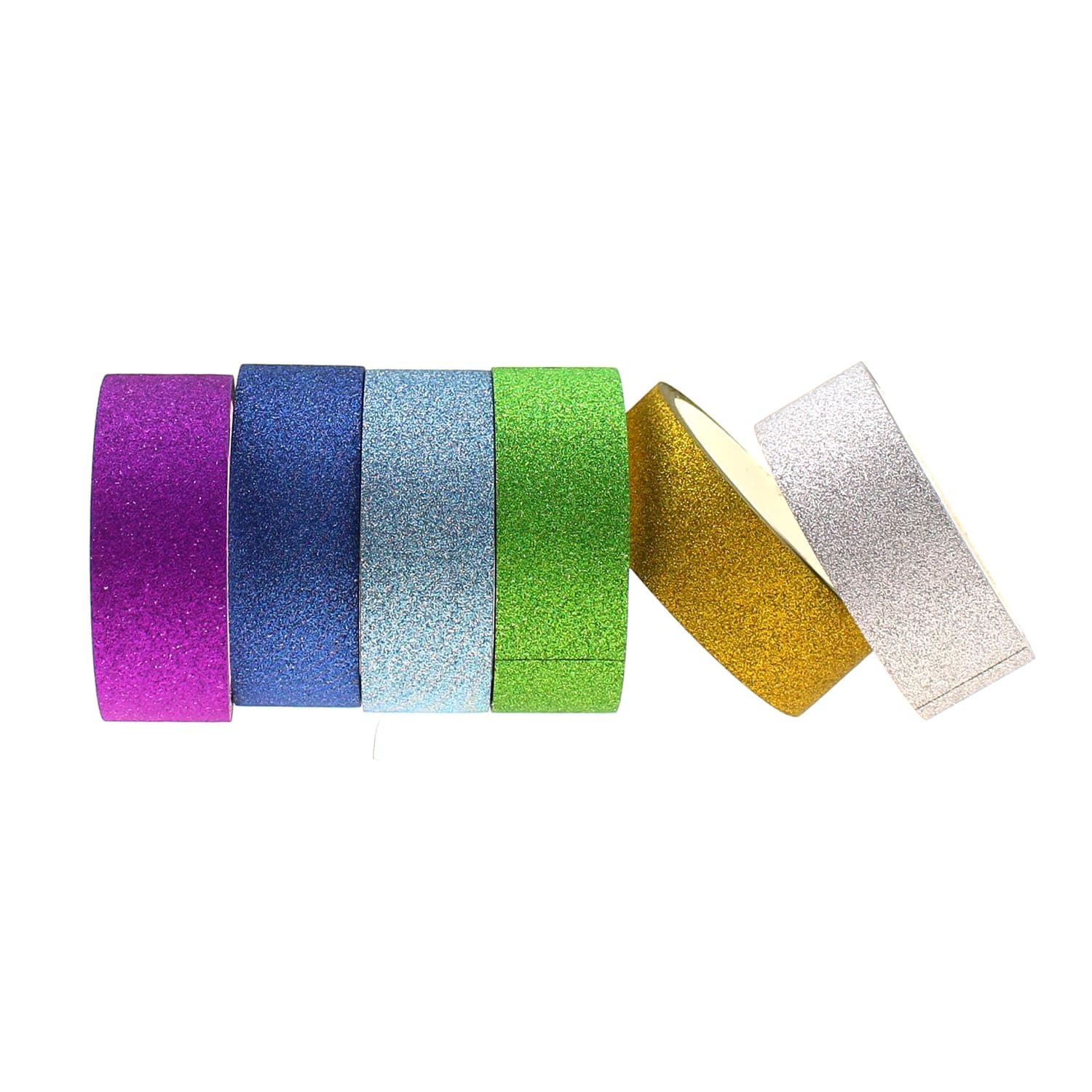 6PCS Colourful Masking Tape 15mm x 5m Artistic Decorative Tape for Gift Wrapping Party Decorations Scrapbooks Journals