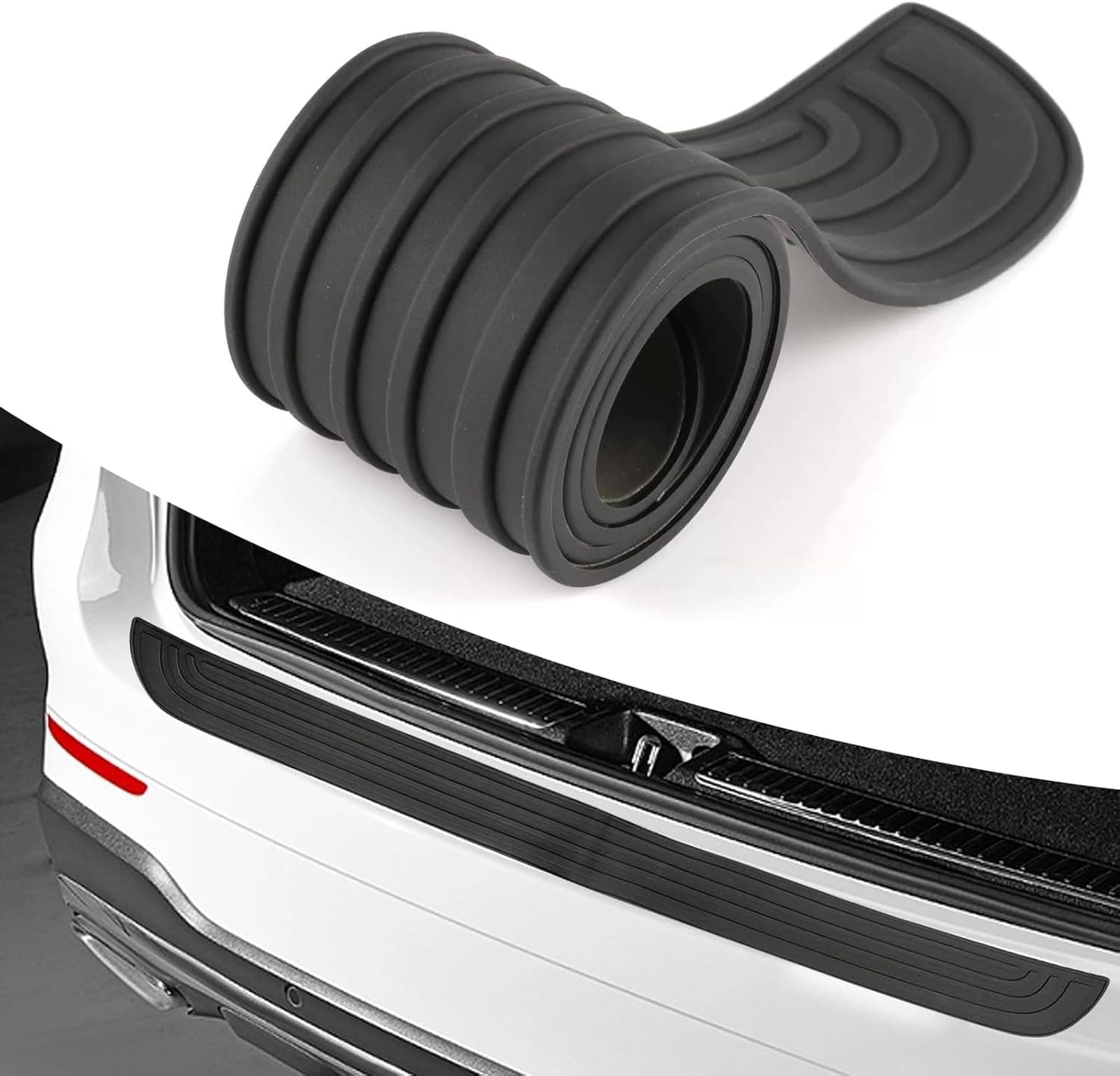 Car Rear Bumper Protector, 41inch x3.5inch Universal Rubber Anti-Scratch Trunk Exterior Accessories for Most SUV/Cars(Black)