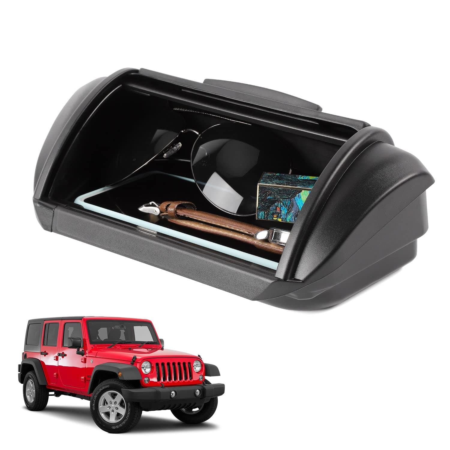 Linskip for Jeep JK Interior Accessories Dashboard Storage Organizer Dash Panel Tray Box for 2011-2018 Jeep Wrangler JK JKU 2-door/4-door Sahara Sport Rubicon Accessory