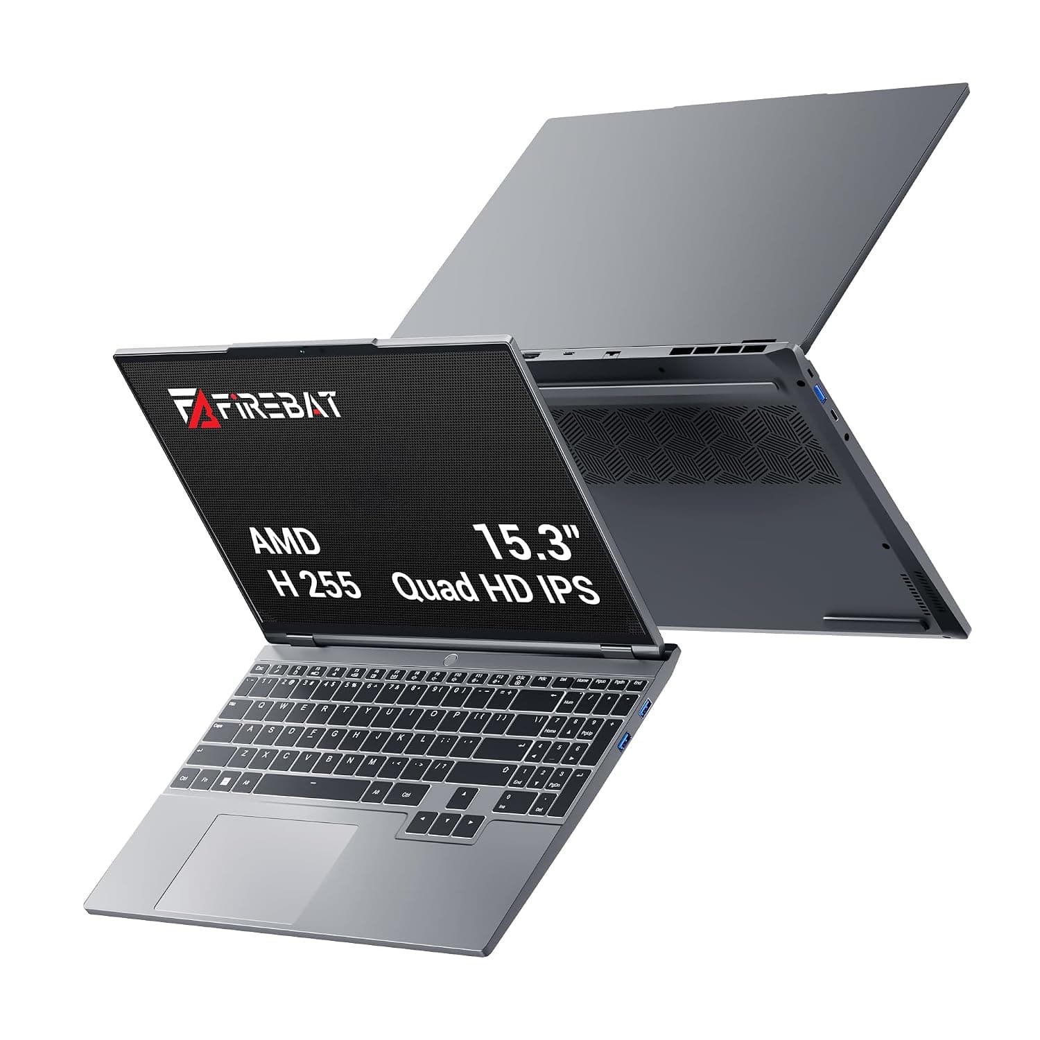 Gaming Laptop Metal 15.3in, 32GB DDR5 RAM, 1TB PCIe4.0 SSD, 2560x1600 16:10 WQXGA Display, 4.9GHz AMD Ryzen7 H255 Processor, Gray Laptop Notebook PC for Student/Business/Professional/Gamer
