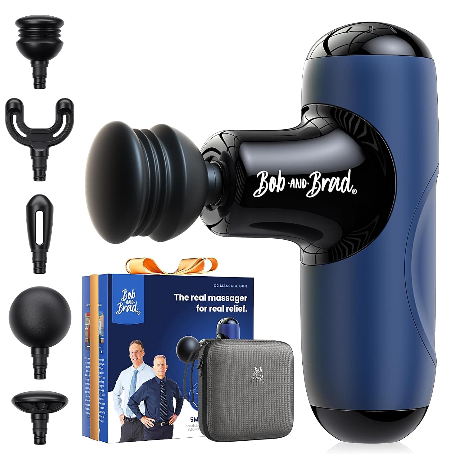 Mini Massage Gun, Bob and Brad Q2 Pocket-Sized Deep Tissue Massager Gun, Portable Percussion Muscle Massager, Ultra Small & Quiet Muscle Massage Gun for Shoulder Back Leg Relaxation, Blue