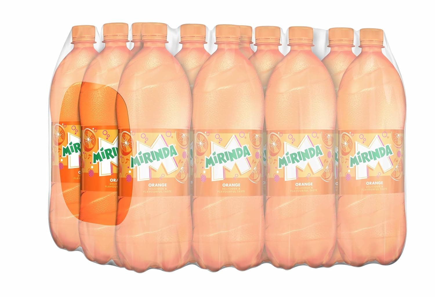 Mirinda Orange, Carbonated Soft Drink, Plastic Bottle, 12x1 liter