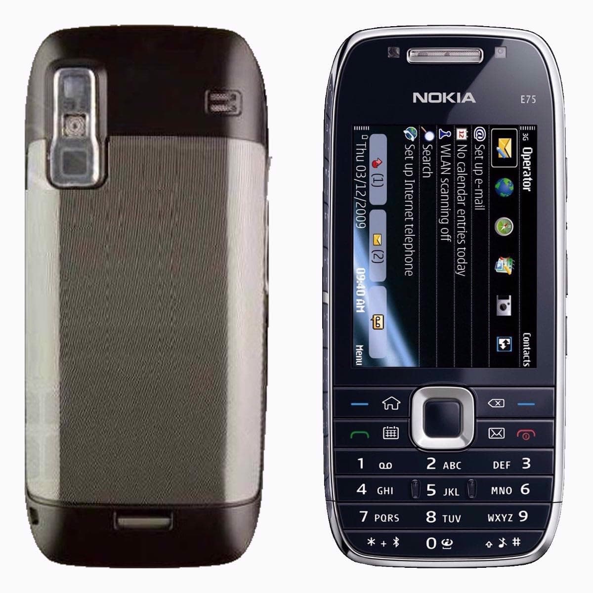 Nokia E75 Single-SIM 85MB (GSM Only | No CDMA) Factory Unlocked 3G Cellphone (Silver Black) - International Version