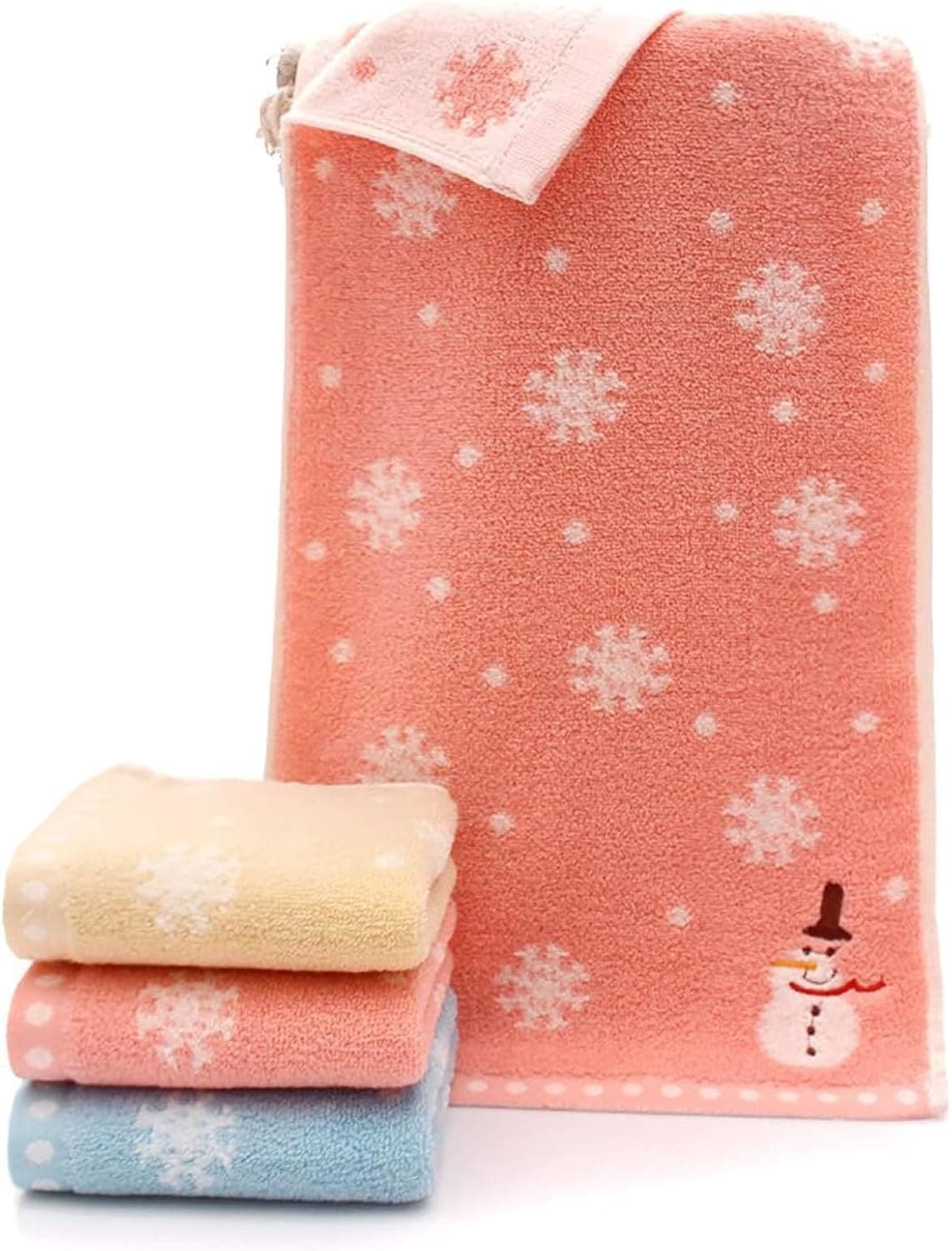 Joyzzz Newborn Baby Face Towel, 3 Pack Soft Highly Absorbent Washcloths, Reusable Gentle Facial Towels for Sensitive Skin, Cute Baby Wash Towel Set for Adults and Children, 50x25cm